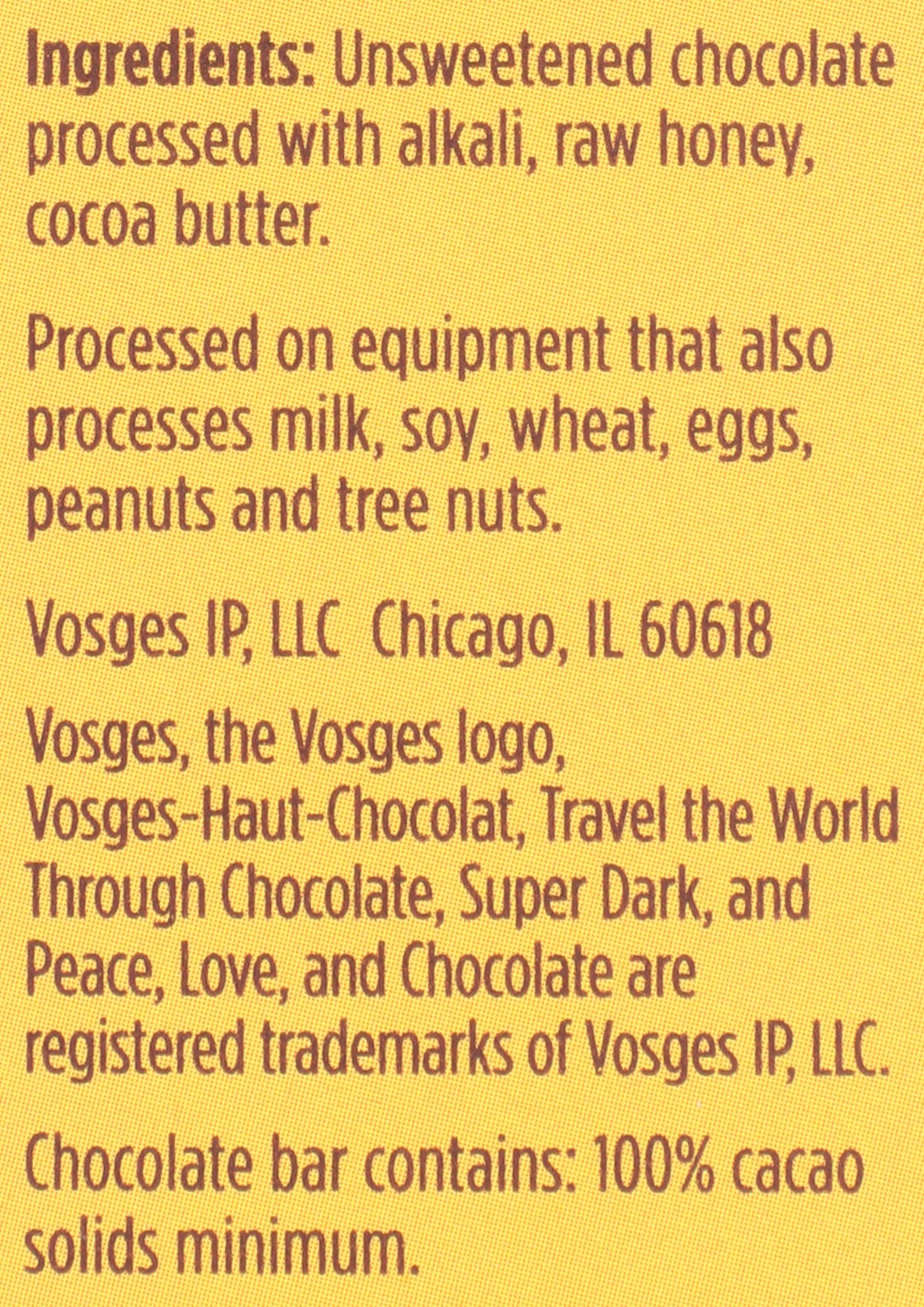 Vosges Haut Chocolat Honey Cacao Chocolate Bar, 3 OZ
