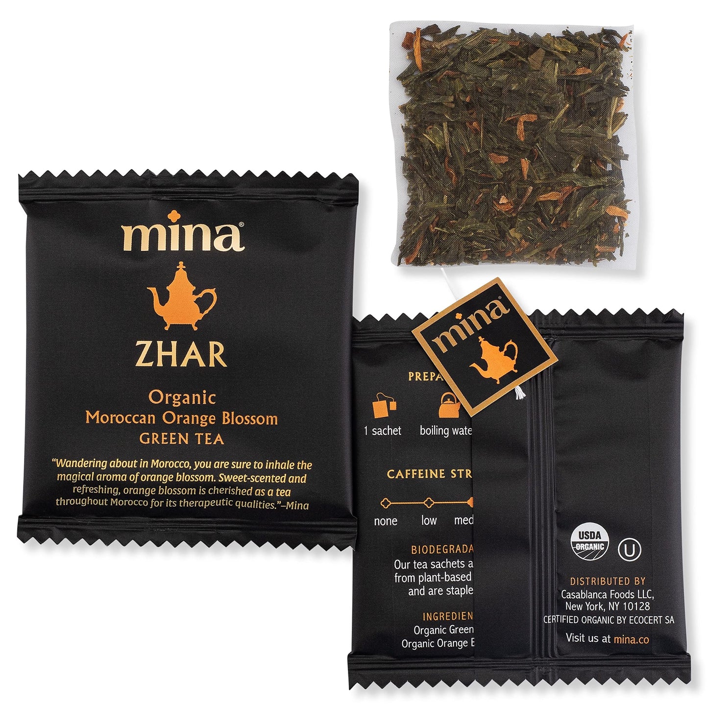 Mina Organic Moroccan Orange Blossom Green Tea, 15 CT