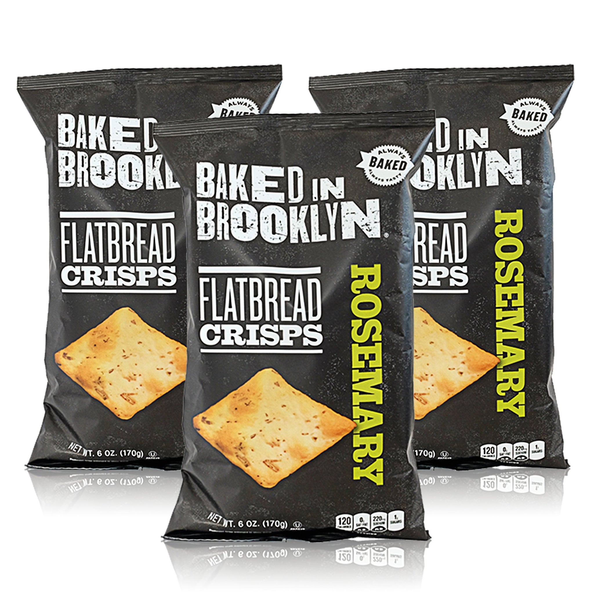 Baked in Brooklyn Flatbread Crisps Always Baked Always Tasty Certified Kosher - Rosemary 6 oz 3 pack