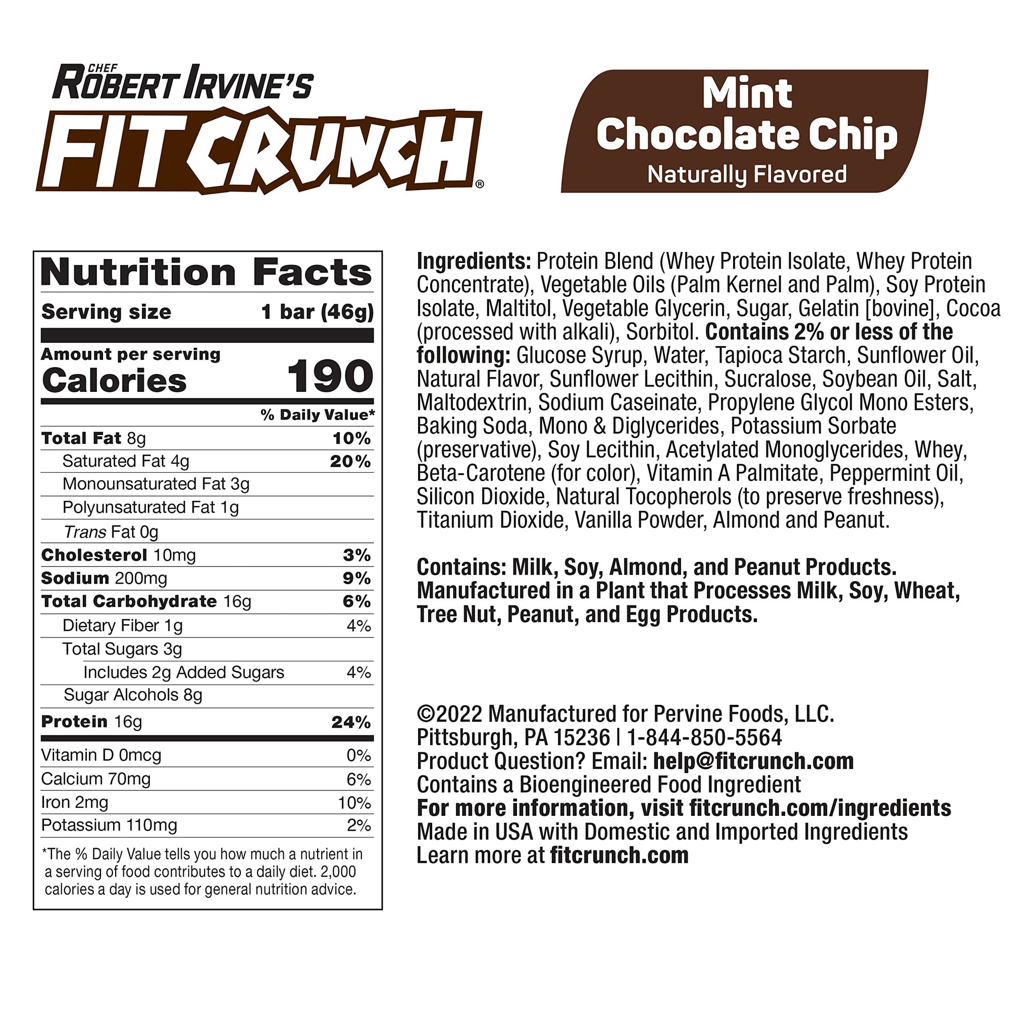 FITCRUNCH Snack Size Protein Bars, Designed by Robert Irvine, 6-Layer Baked Bar, 3g of Sugar, Gluten Free & Soft Cake Core (6 Bars, Mint Chocolate
