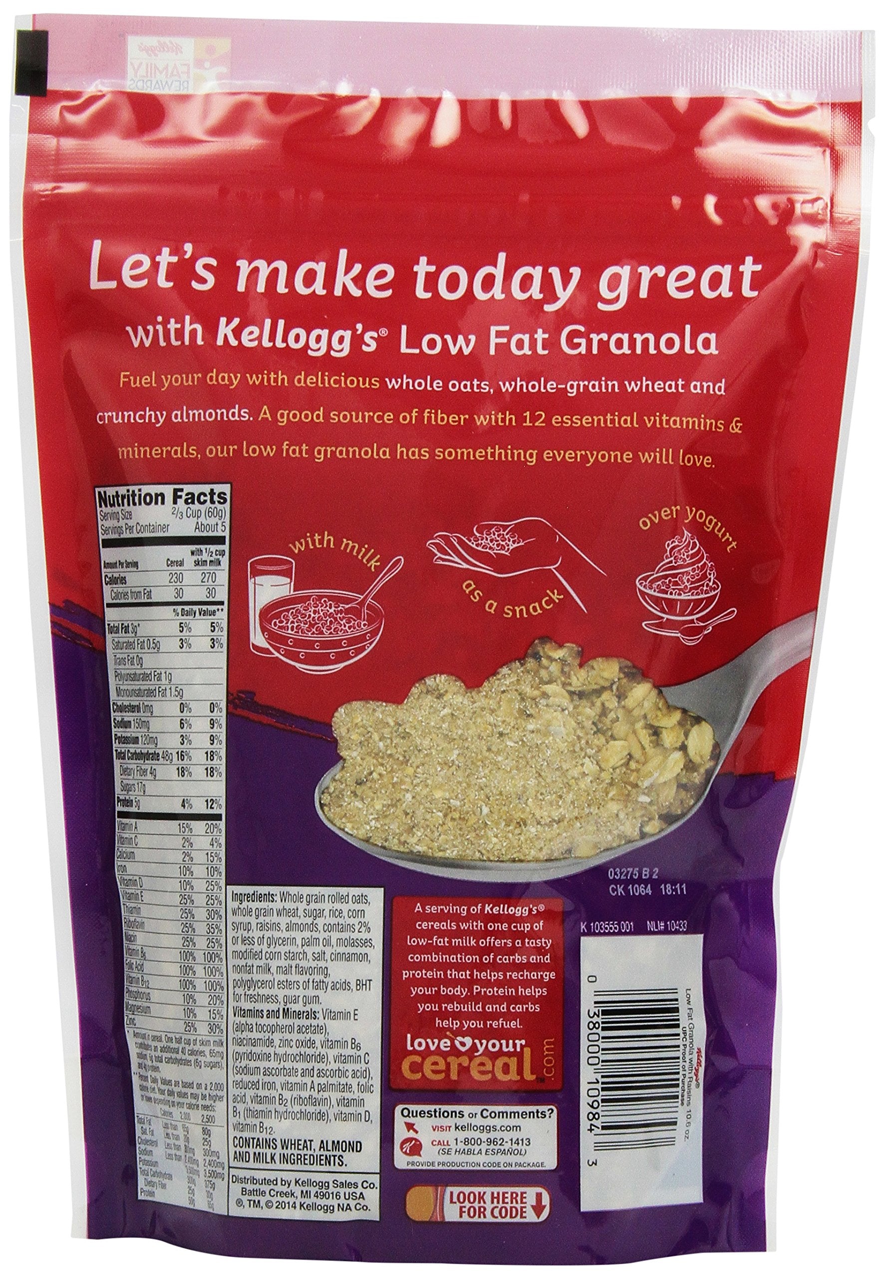 Kellogg's Low Fat Granola with Raisins, 10.6 Ounce (Pack of 6)