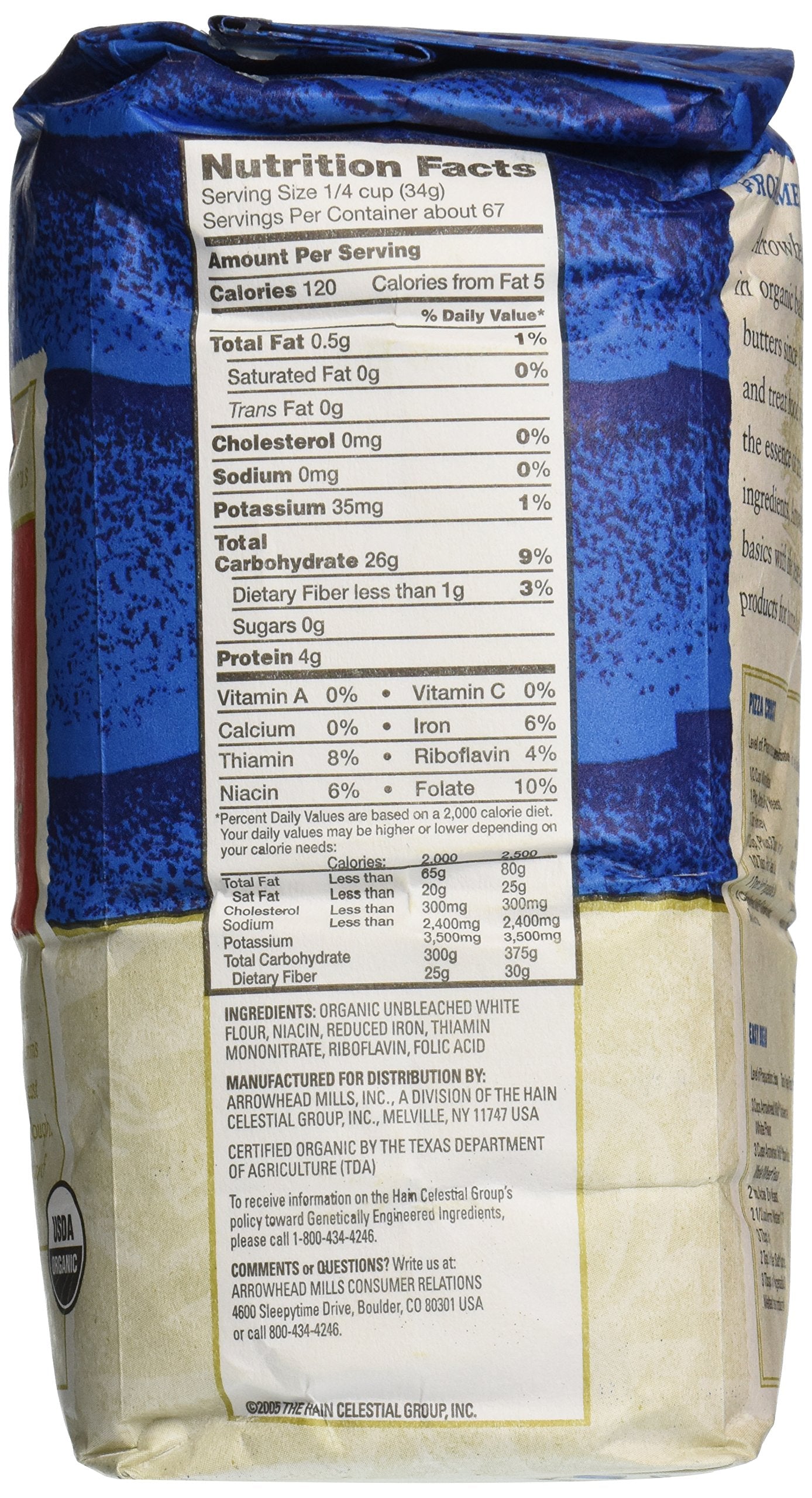 Arrowhead Mills, Flour White Unbleached Organic, 80 Ounce