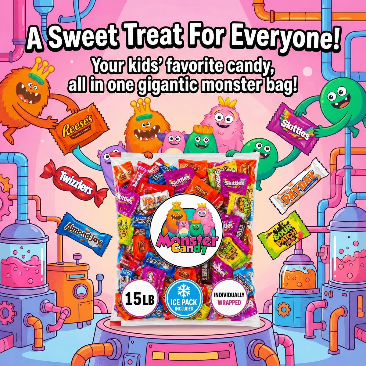 Chocolate and Candy Party Favor Candy Mix - 15 lb Pinata Stuffers Candy Bulk - Goodie Bag Stuffers for Kids Party Favors - Chocolate Candy Variety