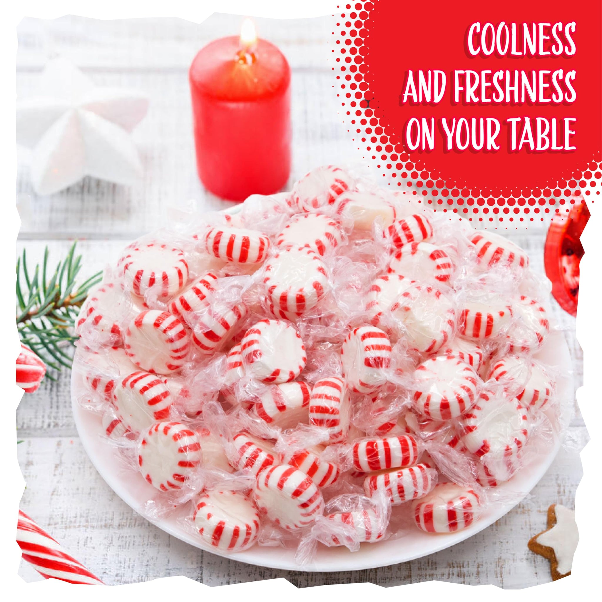 Starlight Mints Peppermint Candy | 2 Pound Bag, 180 Pieces | Individually Wrapped Candy | Old Fashioned Mints for Holiday Buffets & Office Bowls