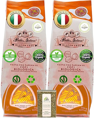 Socially Responsible, Organic Chickpeas Fusilli Italian Best Gluten Free Pasta (GF Pasta Noodles), GMO Free, Eco-Packaging, Pasta Sin Gluten, 8.81 oz