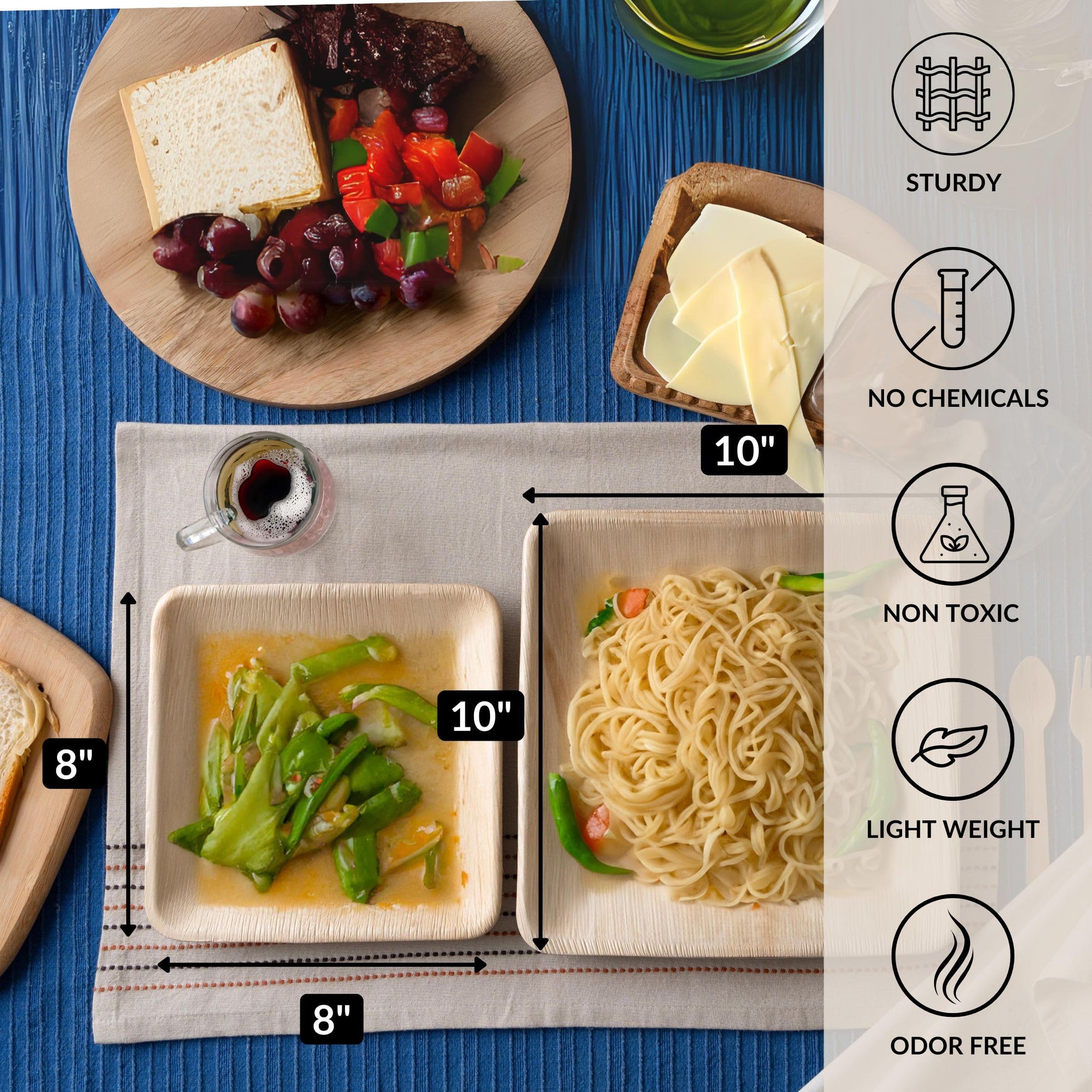 Luxe Designs Palm Leaf Plates - Eco-Friendly Alternative to Bamboo & Plastic - Heavy-Duty Compostable & Biodegradable Party Plates - Microwave & Oven