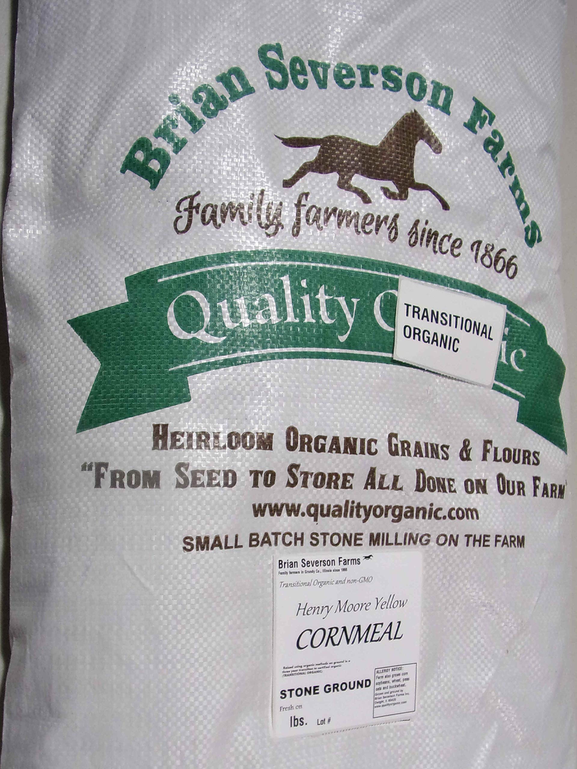 Henry Moore Cornmeal | Stone Ground Heirloom Open Pollinated non-GMO whole kernel (germ included) yellow dent cornmeal | 12 1/2 lbs. | Farmer Direct