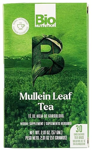 Bio Nutrition Mullein Leaf Tea, Caffeine Free, 30 Tea Bags, 2.01 oz (57 g)