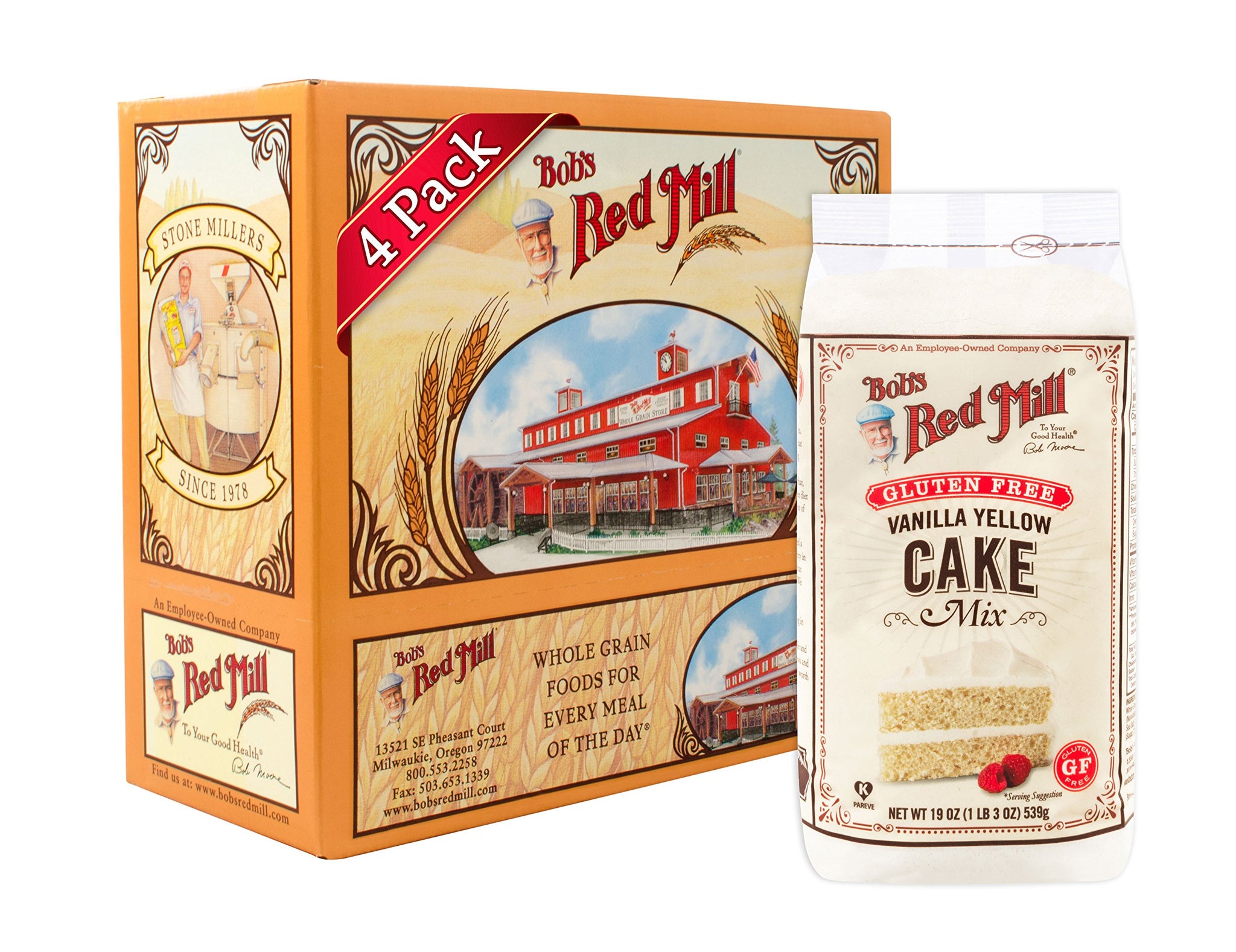 Bob's Red Mill Gluten Free Vanilla Yellow Cake Mix, 19-ounce (Pack of 4) (Package May Vary)