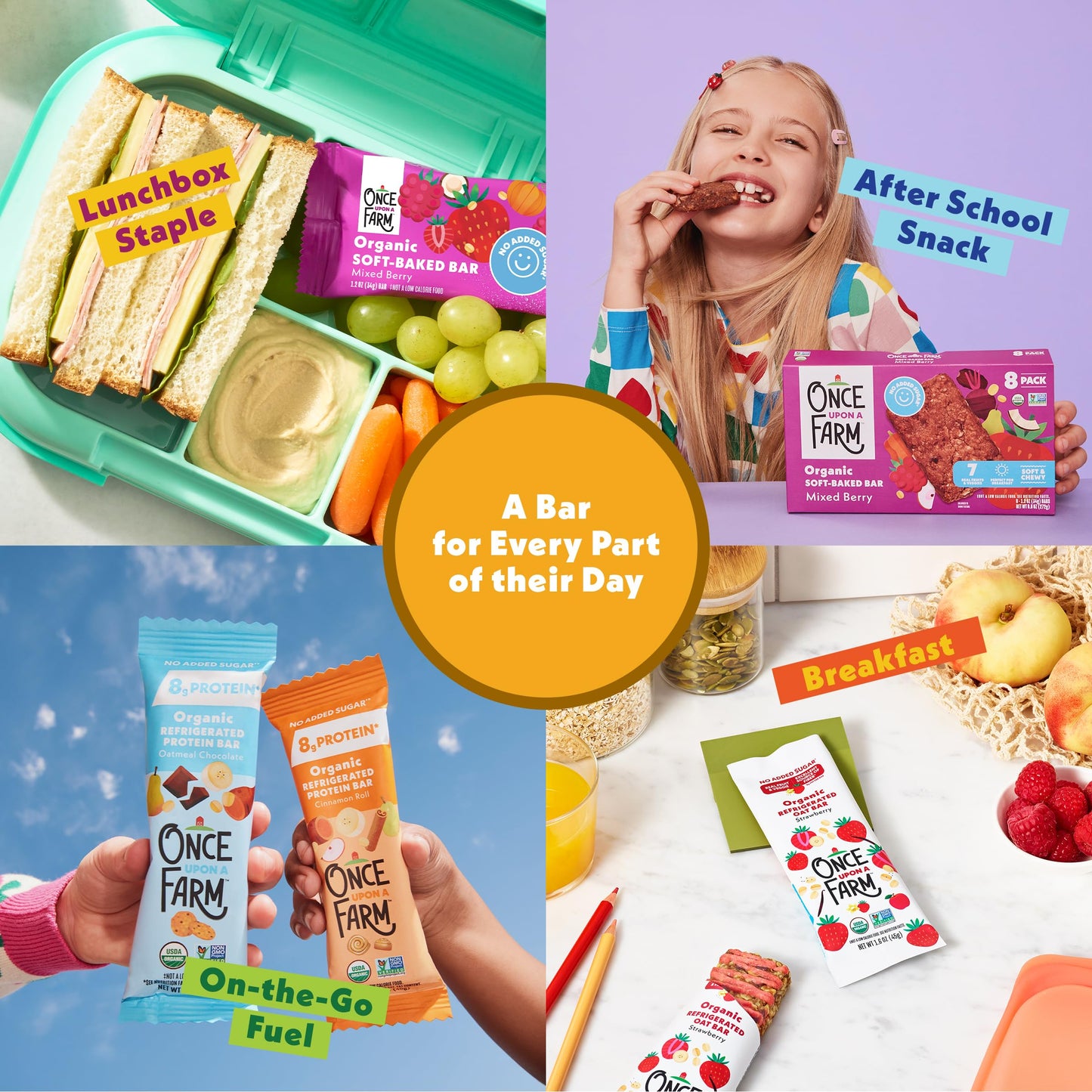 Once Upon a Farm Organic Soft Baked Kids' Bar Multipack, Banana Chocolate Chip, 4pk