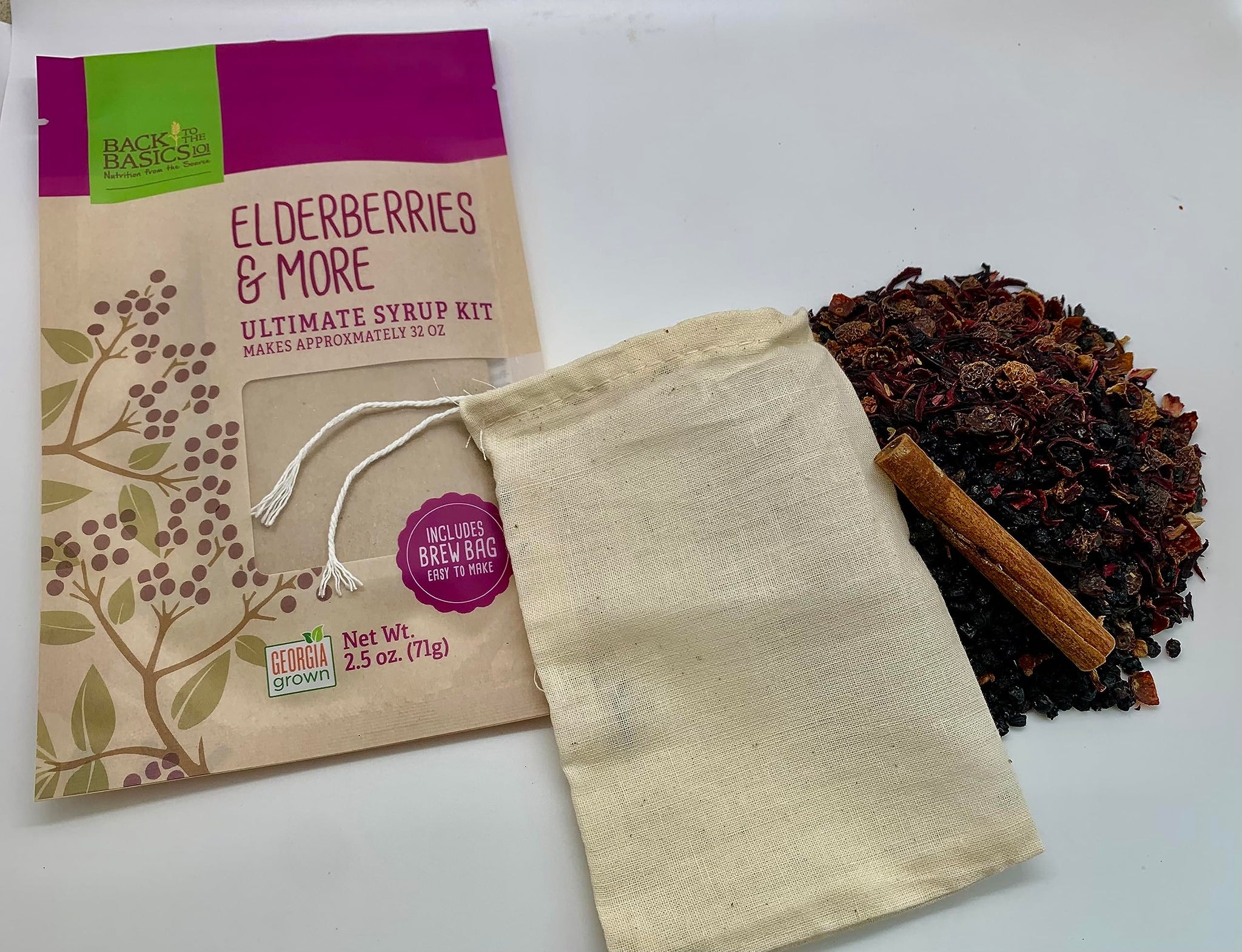 Elderberries & More Ultimate Syrup Mix - Makes Approx. 32 oz with Honey - Organic Dried Ingredients -Included Tea Bag - Elderberry, Rosehips