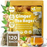 FreshDrinkUS, 120 Ginger Tea Bags, 100% Natural & Pure. Ginger Herbal Tea. No Sugar, No Caffeine, No Gluten, Vegan.