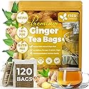 FreshDrinkUS, 120 Ginger Tea Bags, 100% Natural & Pure. Ginger Herbal Tea. No Sugar, No Caffeine, No Gluten, Vegan.