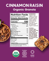 Alter Eco Cinnamon Raisin Granola, Healthy, Organic Breakfast & Snack, Naturally Sweetened with Fruit, Vegan, No Artificial Sugars or Additives