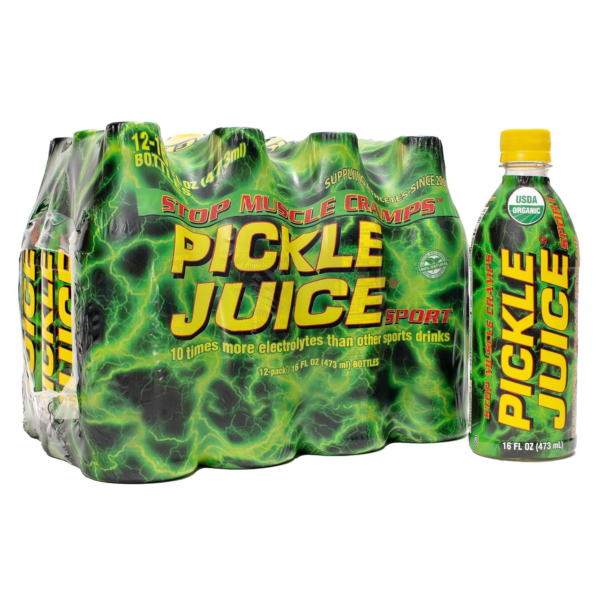 Pickle Juice Sports Drink - Relieves Cramps Immediately - Electrolyte Pickle Juice for Day & Night Time Leg Cramp Relief - Organic & No Artificial