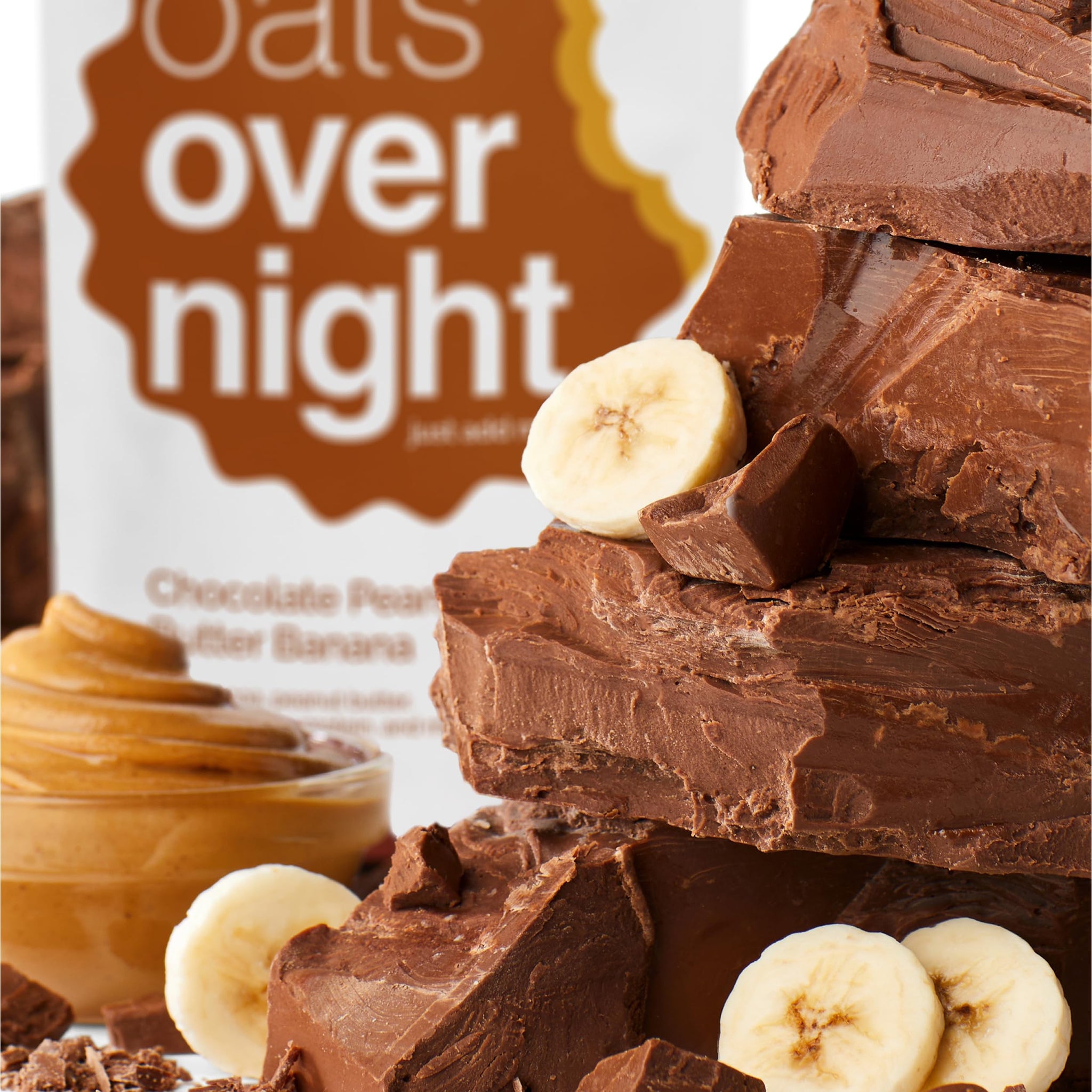 Oats Overnight Chocolate Peanut Butter Banana - Overnight Oats with 20g Protein, High Fiber Breakfast Protein Shake - Gluten Free Oatmeal, Non GMO
