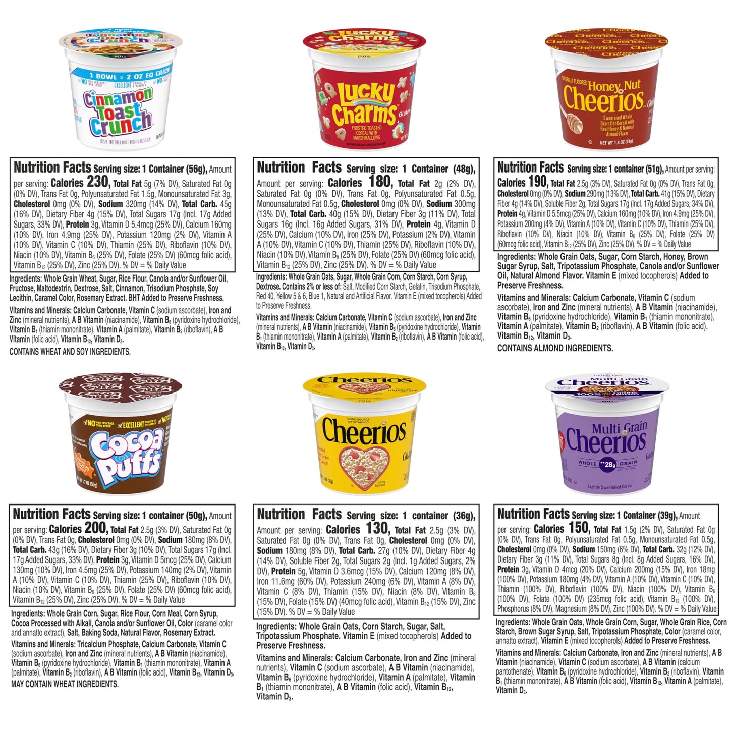 General Mills Cereals Cup Assorted Family Variety Pack (Pack of 60)