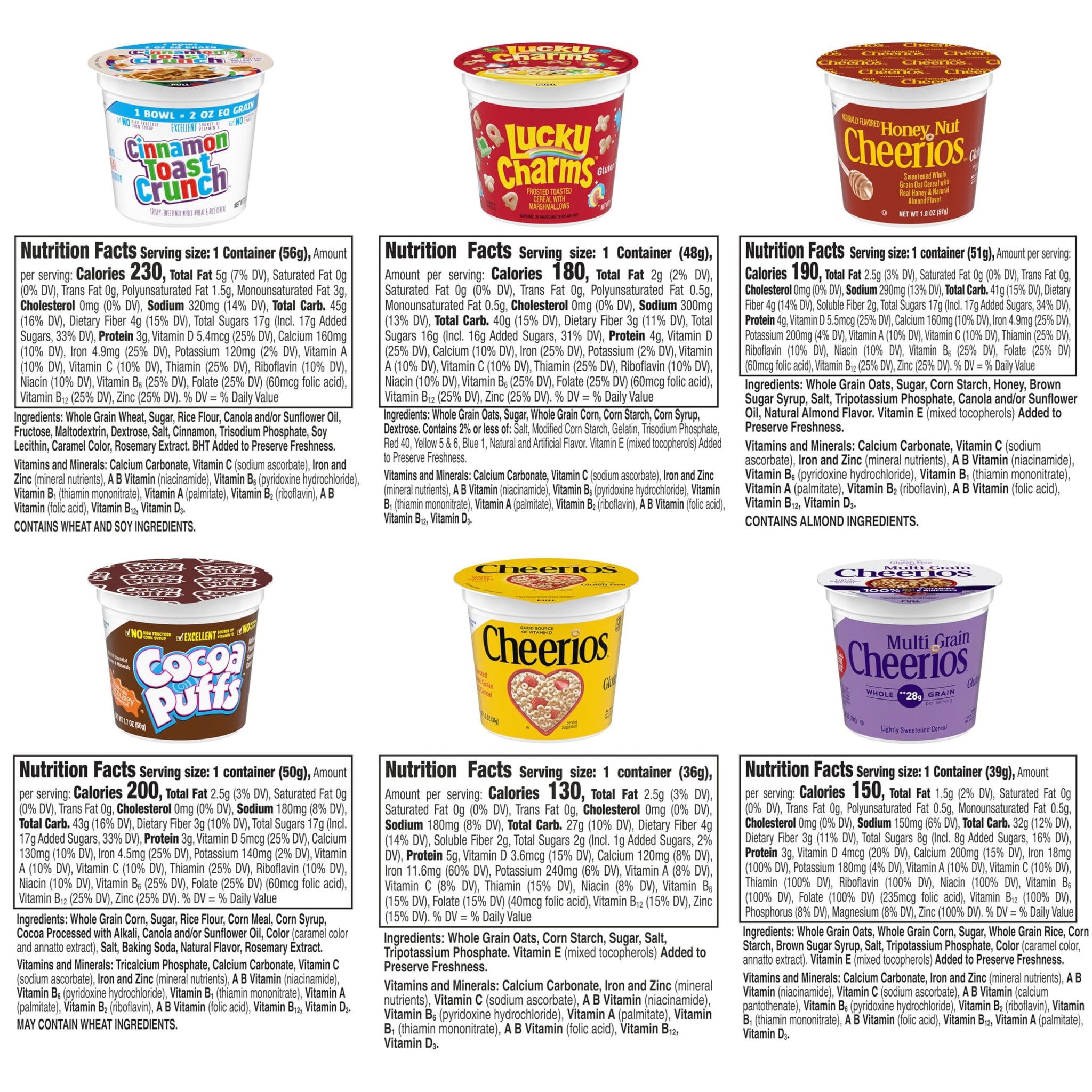 General Mills Cereals Cup Assorted Family Variety Pack (Pack of 60)
