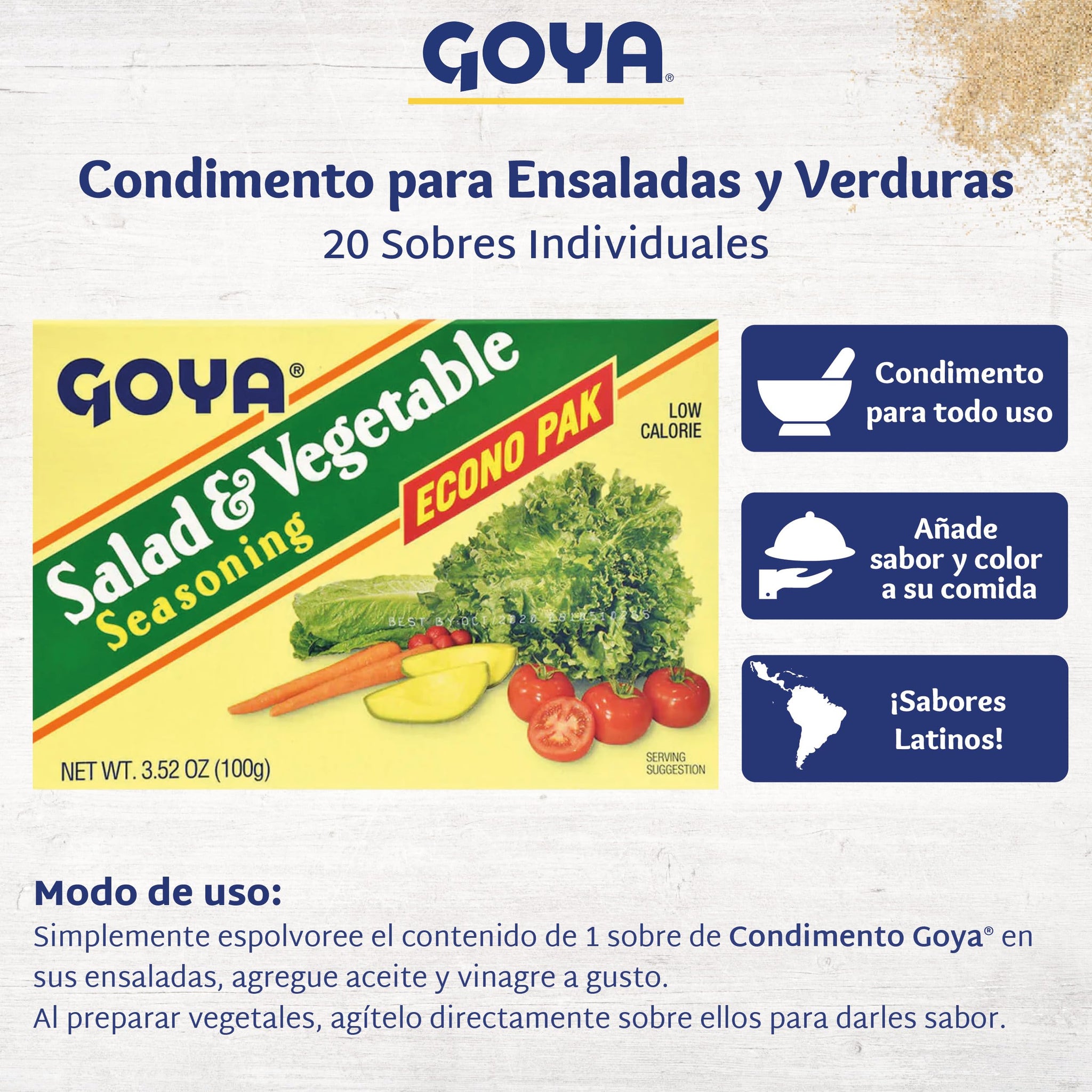 Goya Salad and Vegetable Seasoning, Leafy Greens, Purpose, 6-Pack, 3.52oz