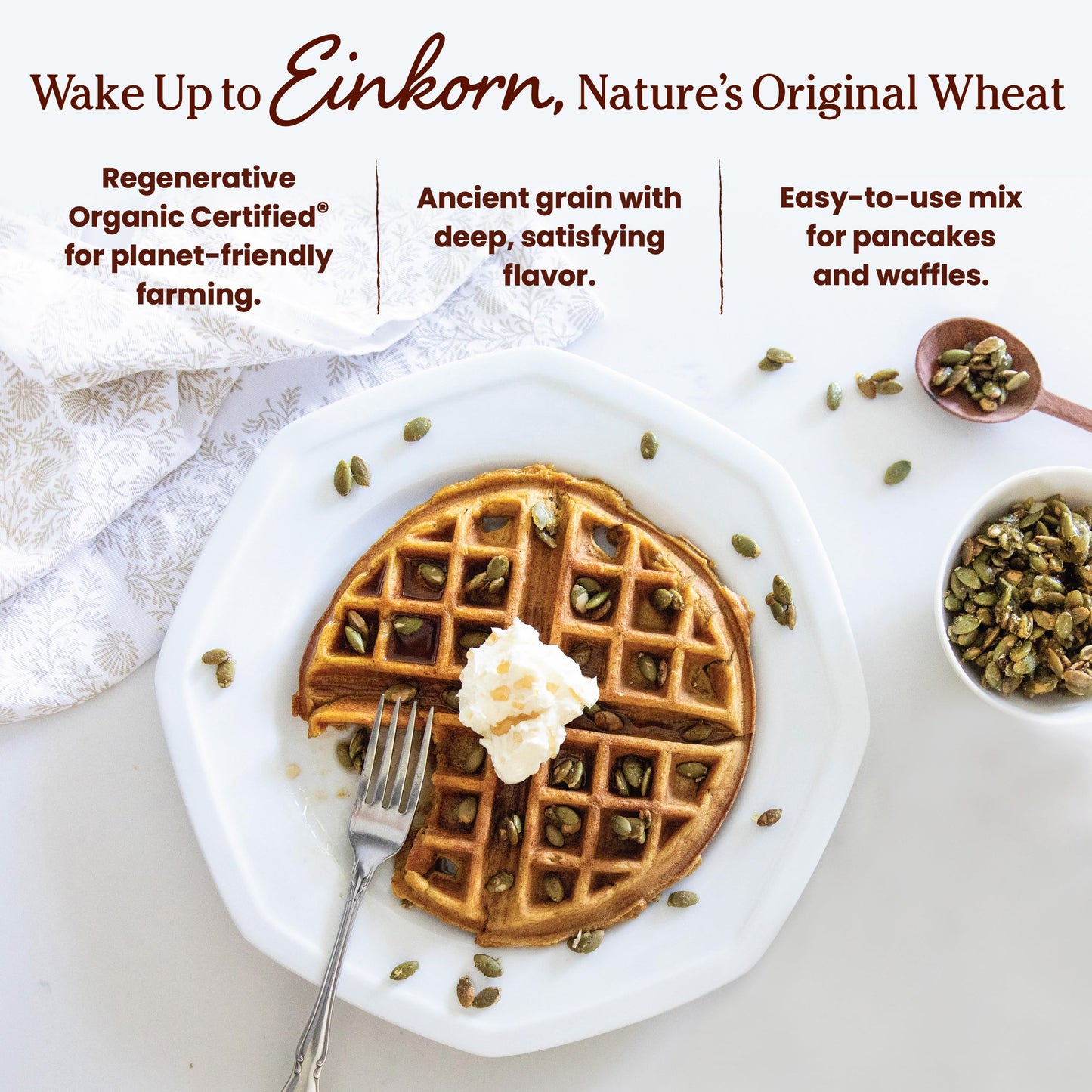 Jovial Organic Einkorn Pancake & Waffle Mix - Pancake Mix, Premium Batter Flour for Waffle Maker, Fast & Easy Breakfast Food, Non-GMO, USDA Organic - 16 oz (Pack of 3)