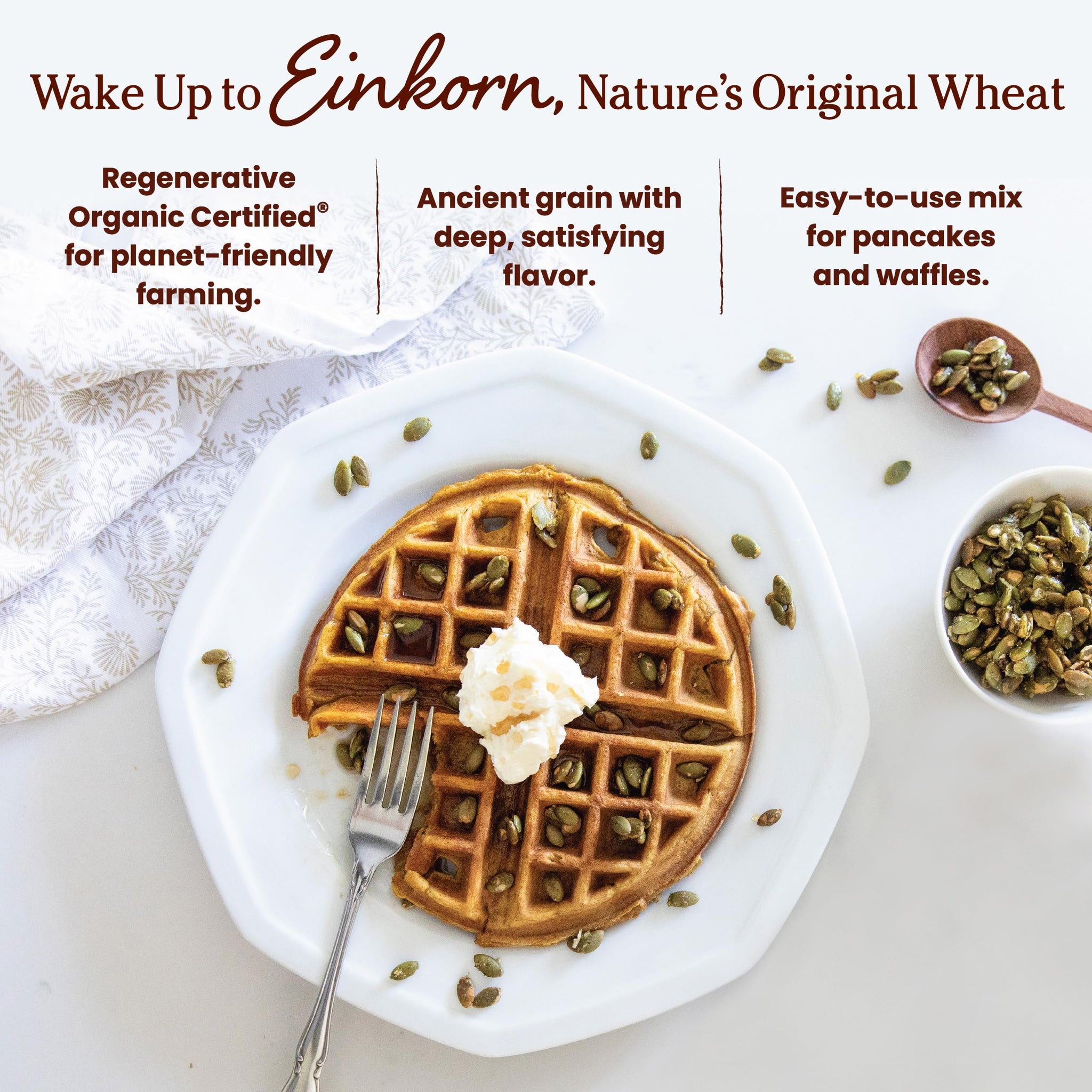 Jovial Organic Einkorn Pancake & Waffle Mix - Pancake Mix, Premium Batter Flour for Waffle Maker, Fast & Easy Breakfast Food, Non-GMO, USDA Organic - 16 oz (Pack of 3)