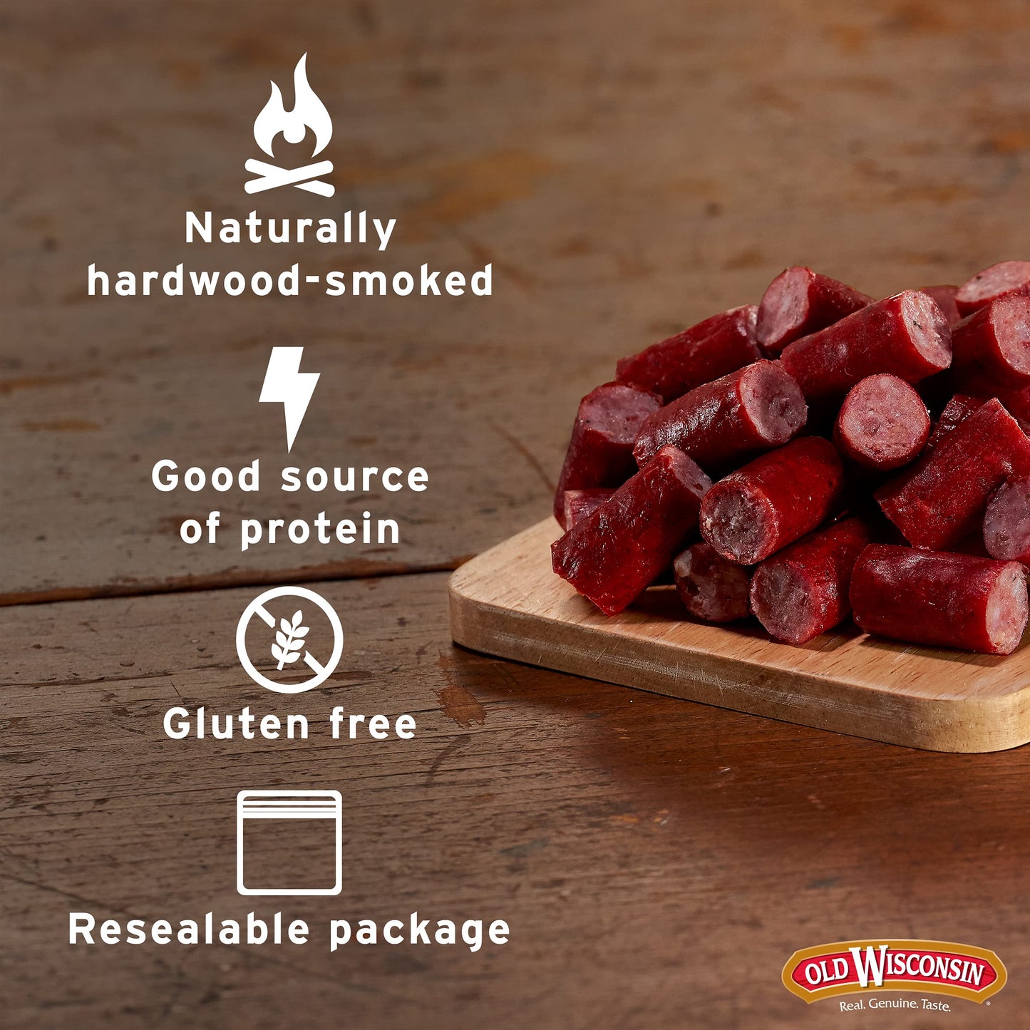 Old Wisconsin Turkey Sausage Snack Bites, Naturally Smoked, Ready to Eat, High Protein, Low Carb, Keto, Gluten Free, 16 Ounce Resealable Tub