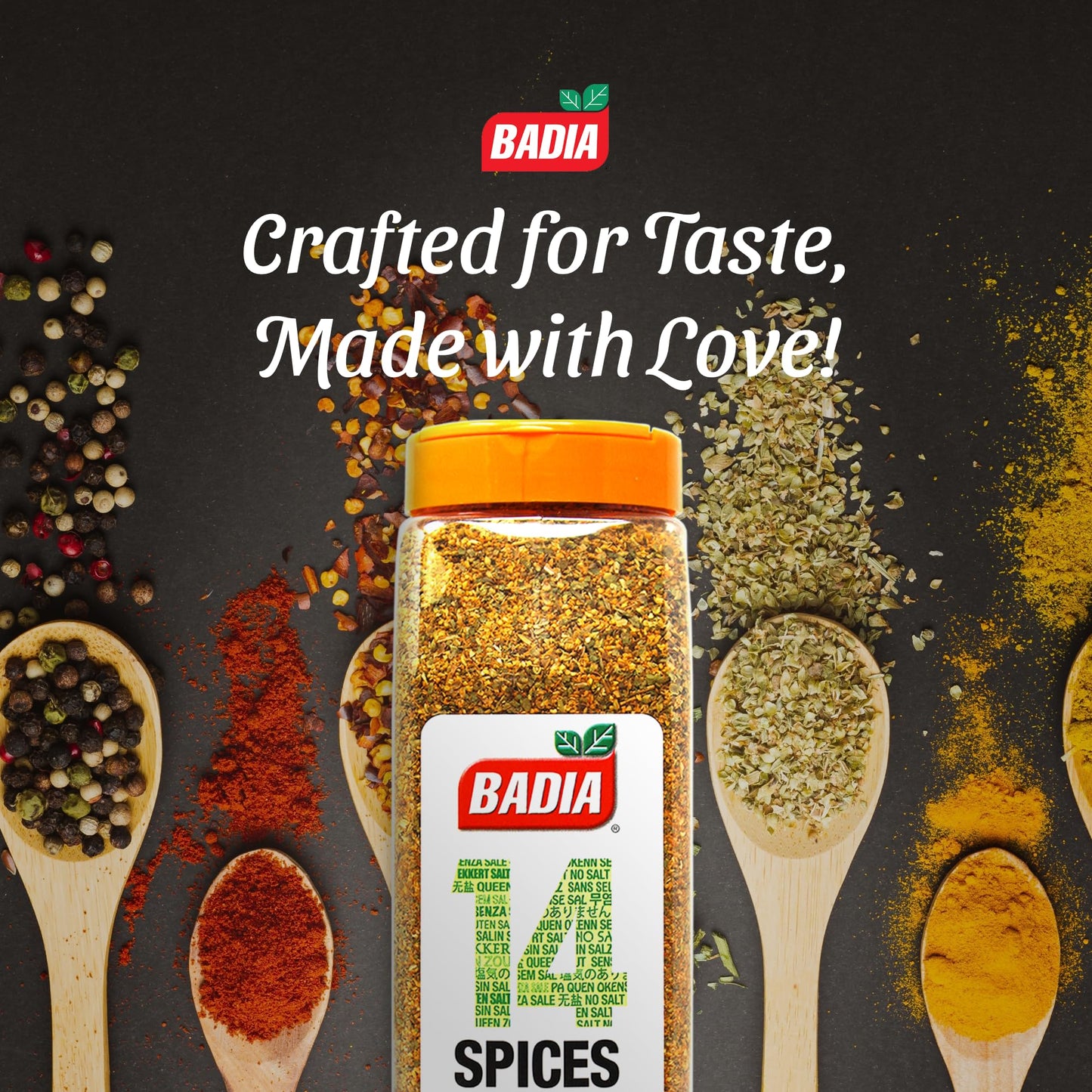 Badia 14 Spices Salt-Free All Purpose Seasoning, 20 oz - Savory Blend of Garlic, Onion, Herbs, Spices & Peppers