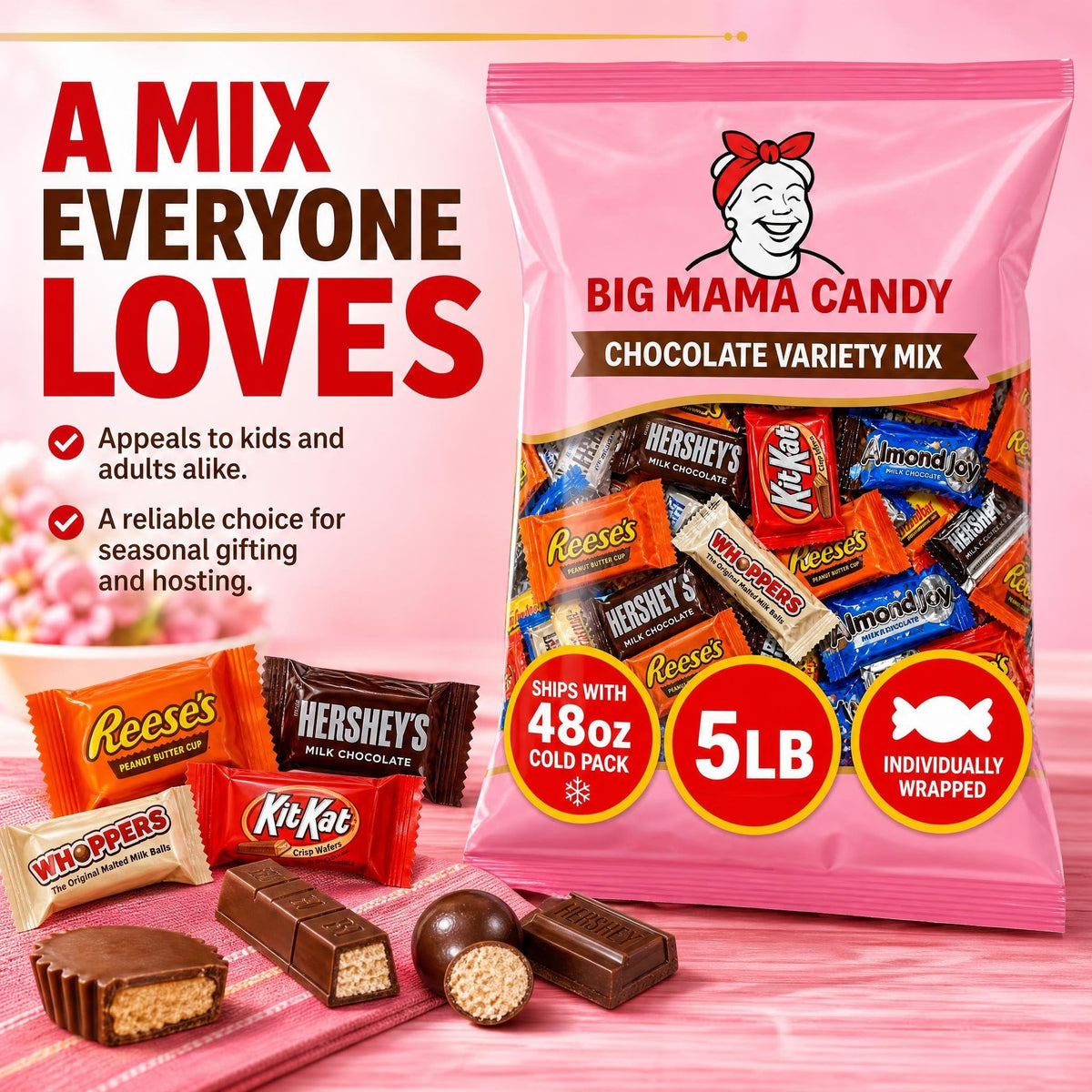 Big Mama Candy Bulk Chocolate Candy Assortment 5 lb Wrapped Mix