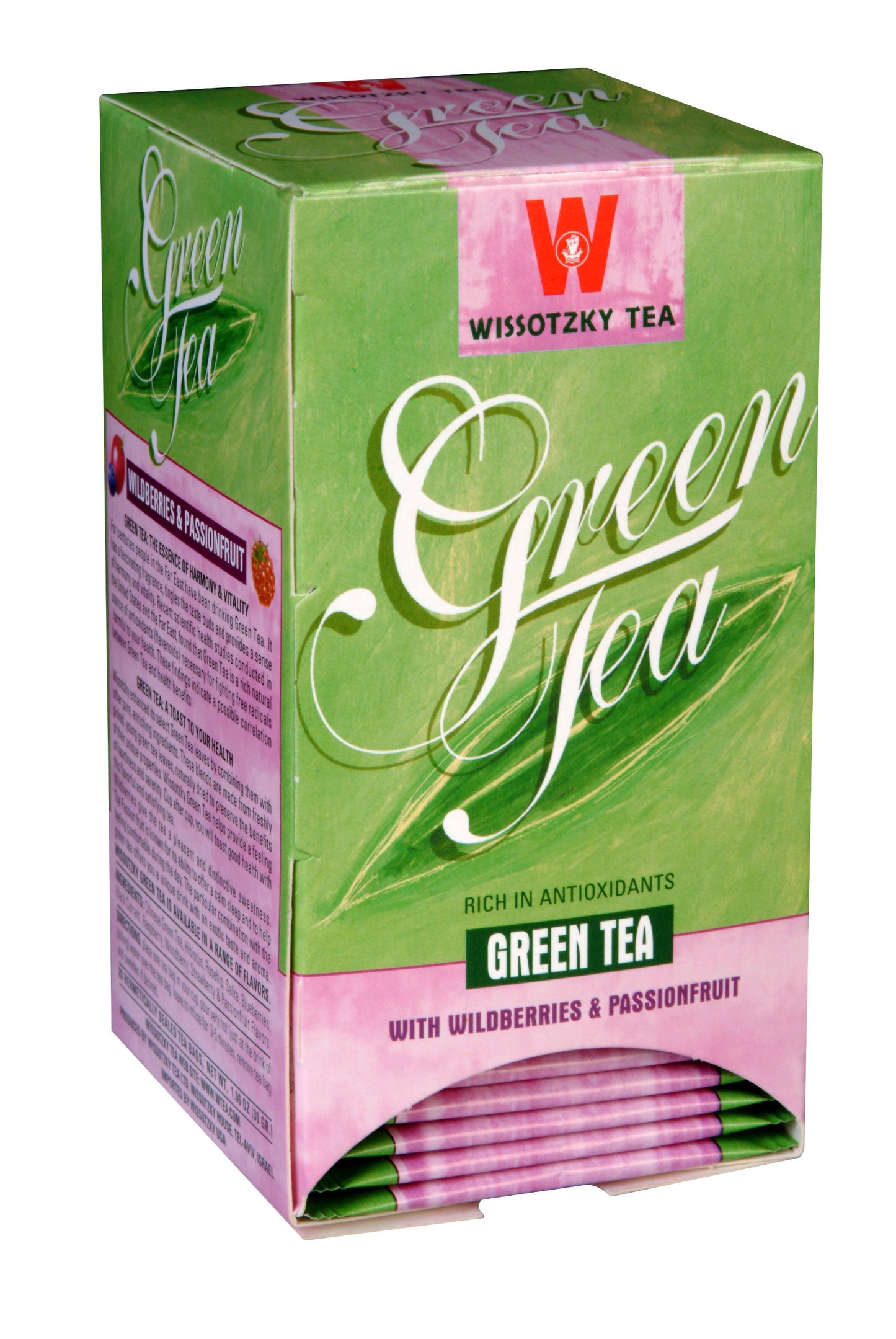 Wissotzky Green Tea with Wildberry and Passionfruit, 1.06-Ounce Boxes (Pack of 6)