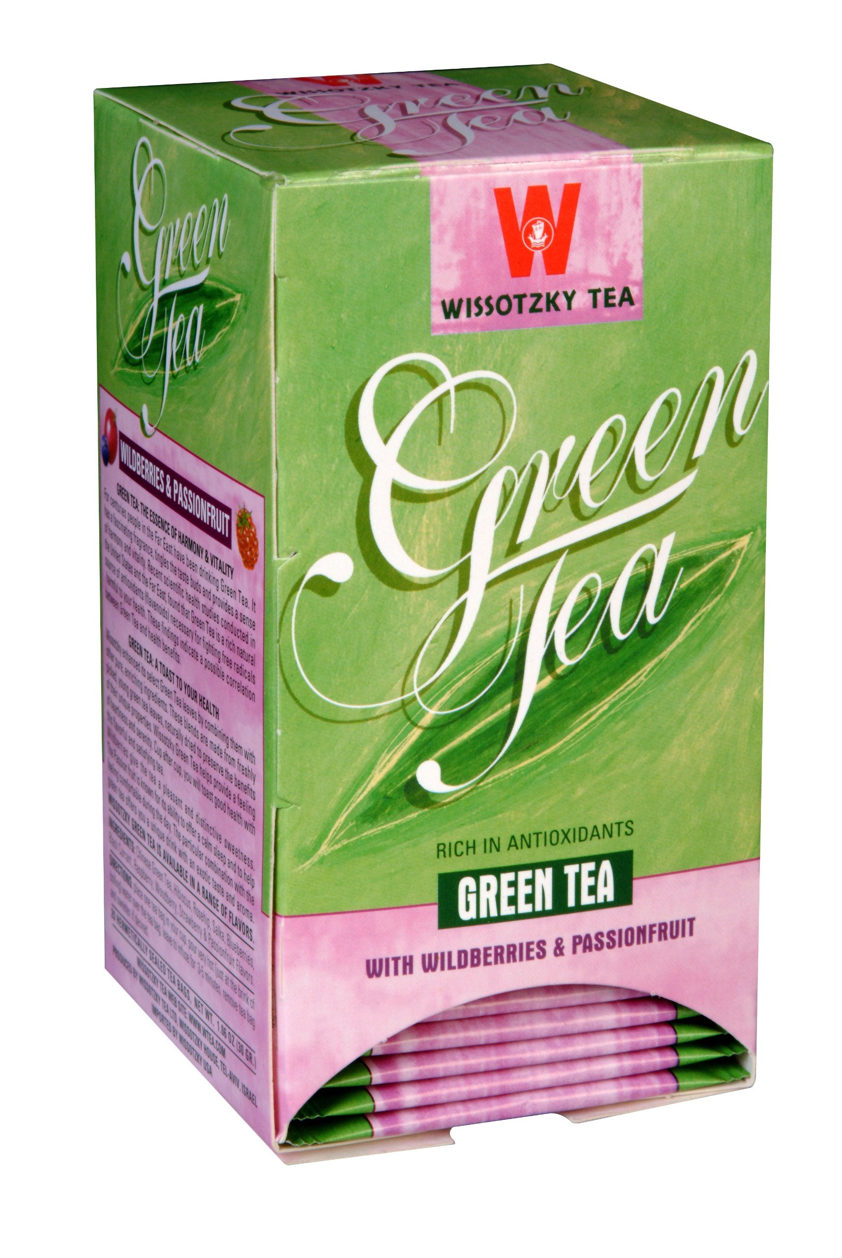 Wissotzky Green Tea with Wildberry and Passionfruit, 1.06-Ounce Boxes (Pack of 6)
