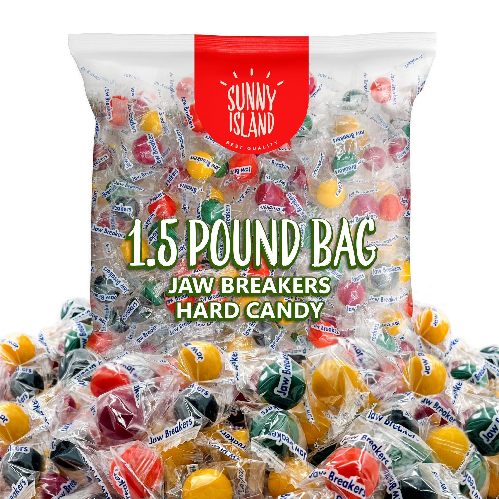 Jawbreaker Candy 1.5-Pound Bag | Assorted Fruit Flavors | Classic Jaw Breakers Hard Candy Individually Wrapped | Retro Candy for Office, Parties
