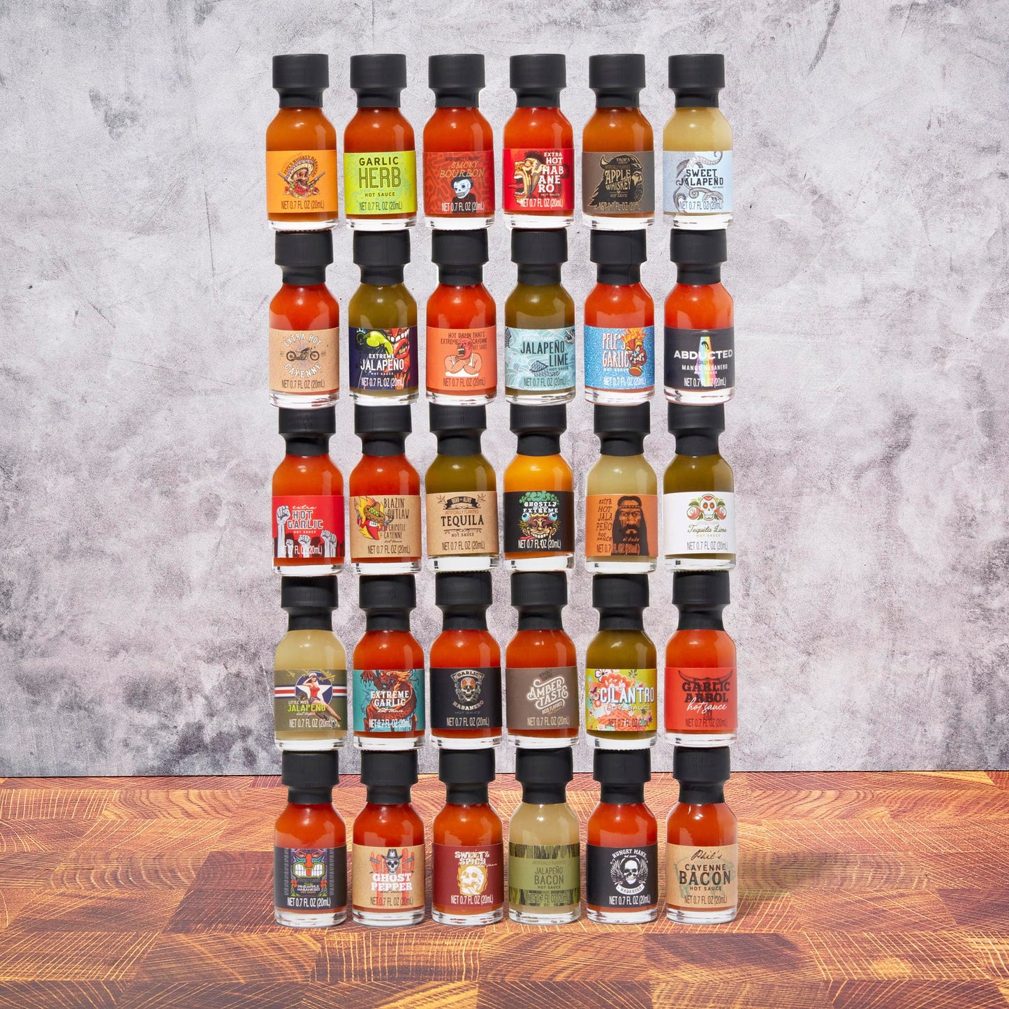 Thoughtfully Gourmet Holiday Hot Sauce Sampler Gift Set, 30-Pack with Unique Flavors Like Garlic Herb & Apple Whiskey, Festively Wrapped for Christmas