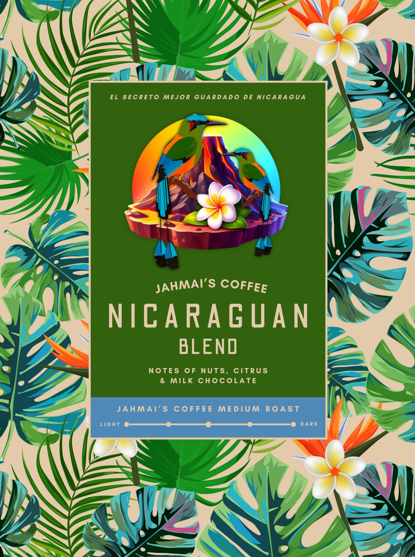 JAHMAI'S COFFEE Jahmai’s Coffee Company: Premium Nicaraguan Medium Roast Caturra Whole Bean - Gourmet Quality, Unmatched Flavor and Aroma for Coffee