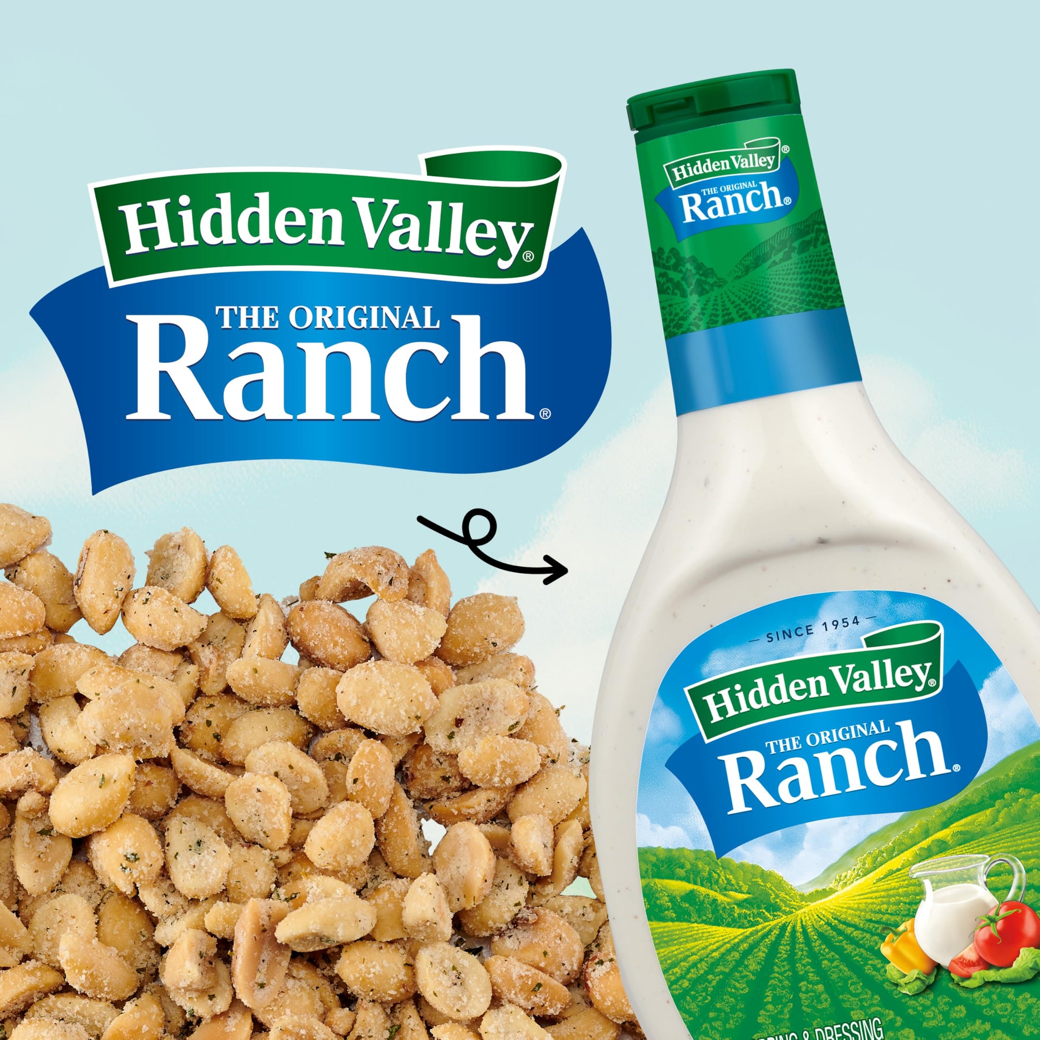 Snak Club Peanuts with Hidden Valley Ranch Seasoning, Roasted Nuts, Gluten-Free and Kosher Snack, 11 oz Resealable Bag