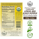Morelli Lemon Pepper Linguine Pasta with Wheat Germ - Imported Linguine Organic Pasta from Italy - Naturally Flavored, Made in Italy - 8.8 oz (Pack