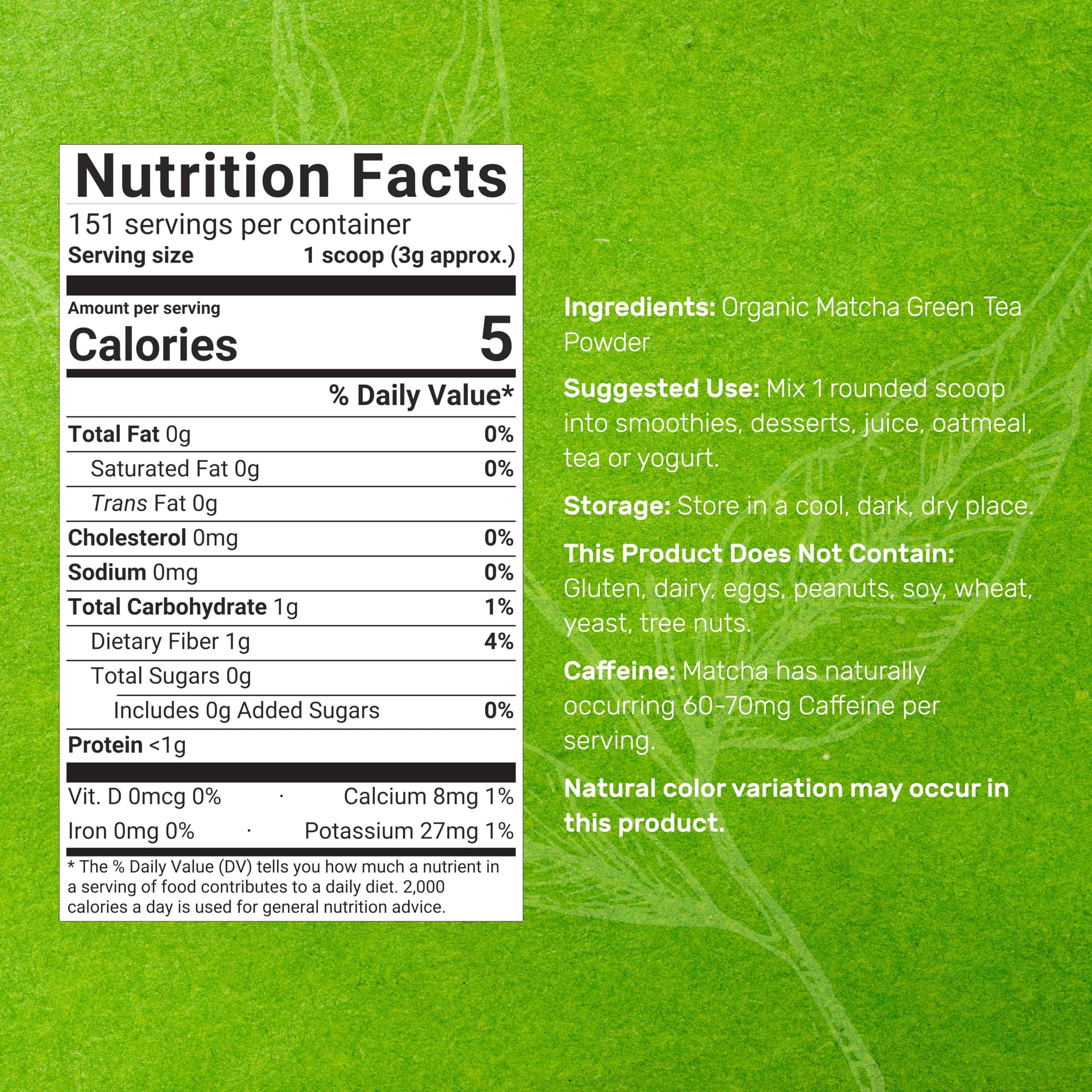 Organic Matcha Green Tea Powder, 1 lb (454g) | First Harvest, Culinary Grade | Japanese Sourced Cafe Mix | Zero Sugar, Keto Friendly, Non-GMO
