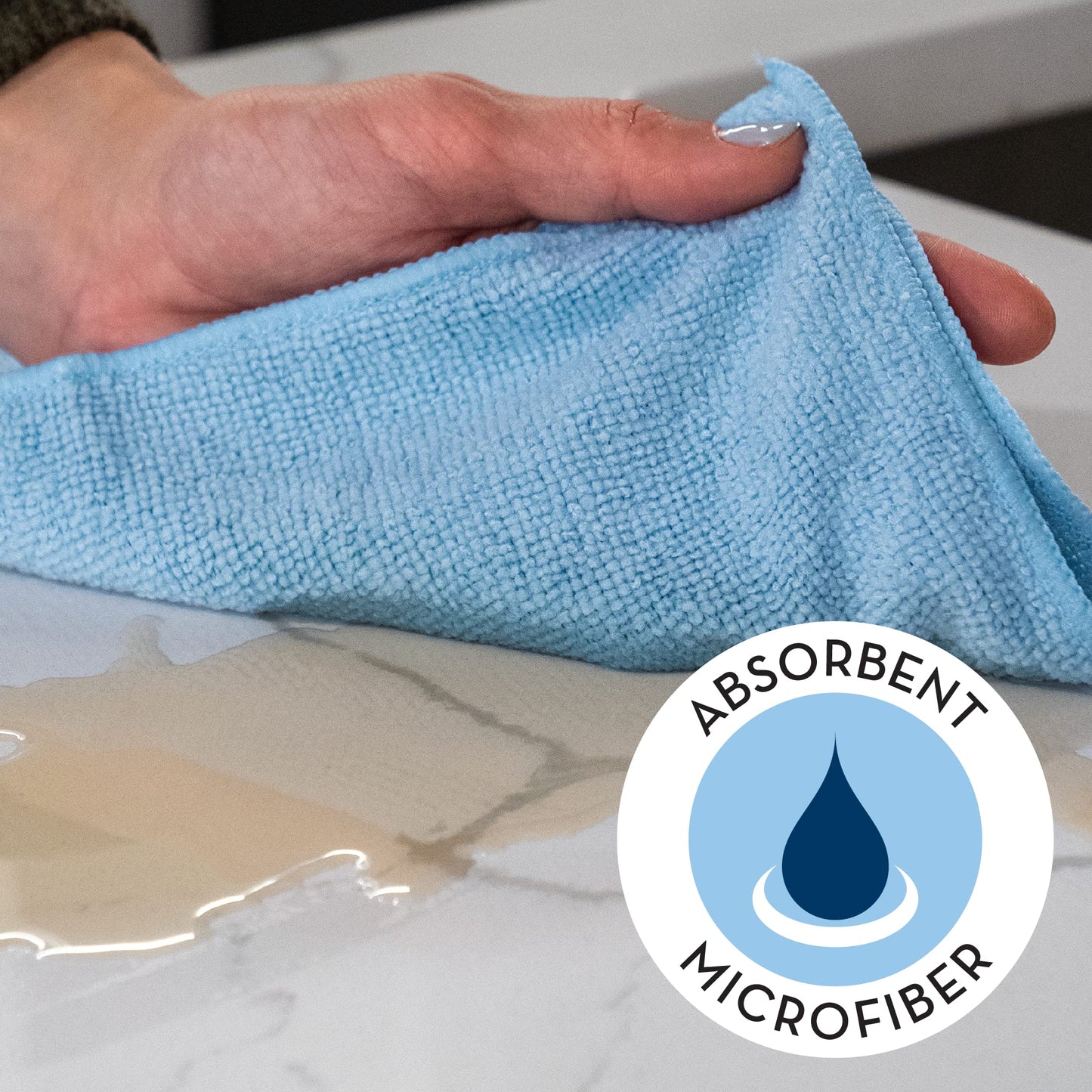 S&T INC. Microfiber Cleaning Cloth, Bulk Microfiber Towel for Home, Reusable and Lint Free Cloth Towels for Car, Light Blue, 11.5 Inch x 11.5 Inch, 25
