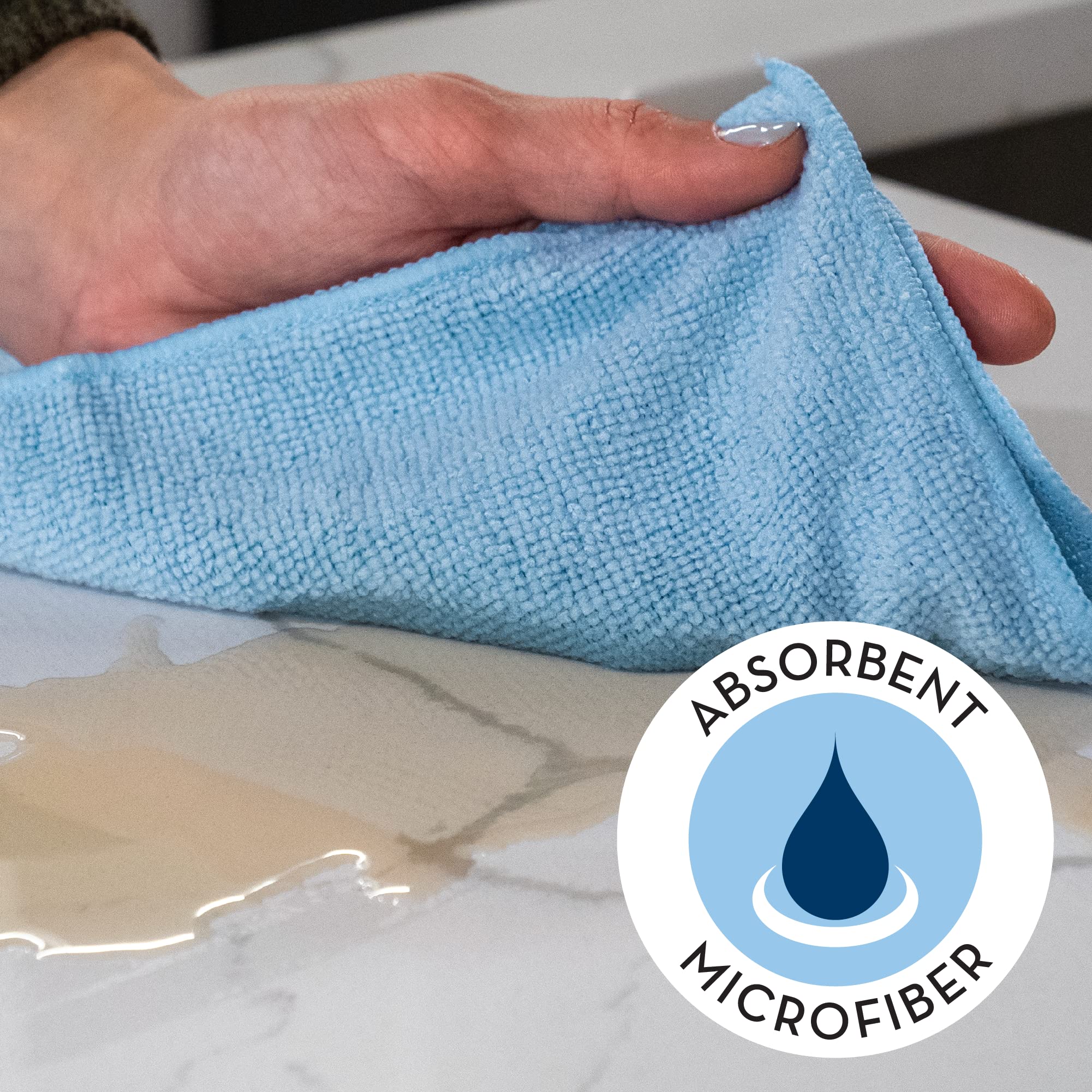 S&T INC. Microfiber Cleaning Cloth, Bulk Microfiber Towel for Home, Reusable and Lint Free Cloth Towels for Car, Light Blue, 11.5 Inch x 11.5 Inch, 25