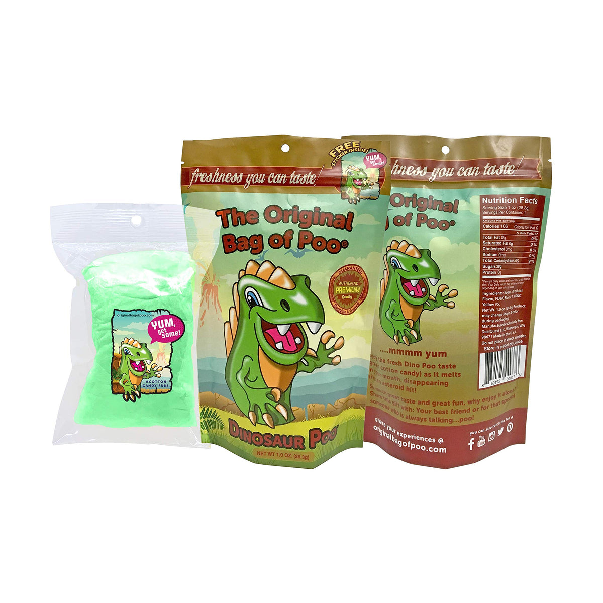 The Original Bag of Poo®, Novelty Poop Cotton Candy Gag Gift (Mythical Variety Pack) Assorted flavors. Free stickers inside.