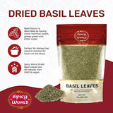 Dried Basil Leaves 7oz (200g) - Natural, Non-GMO, Vegan, Ayurveda Herb - by Spicy World