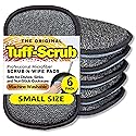 Original Scrub-N-Wipe Pad by Tuff-Scrub, 6-Pack, Microfiber, Multi-Surface, Non-Scratch, Dual-Sided, Scrubber for Dishes, Sinks, Non-Stick Cookware