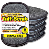 Original Scrub-N-Wipe Pad by Tuff-Scrub, 6-Pack, Microfiber, Multi-Surface, Non-Scratch, Dual-Sided, Scrubber for Dishes, Sinks, Non-Stick Cookware
