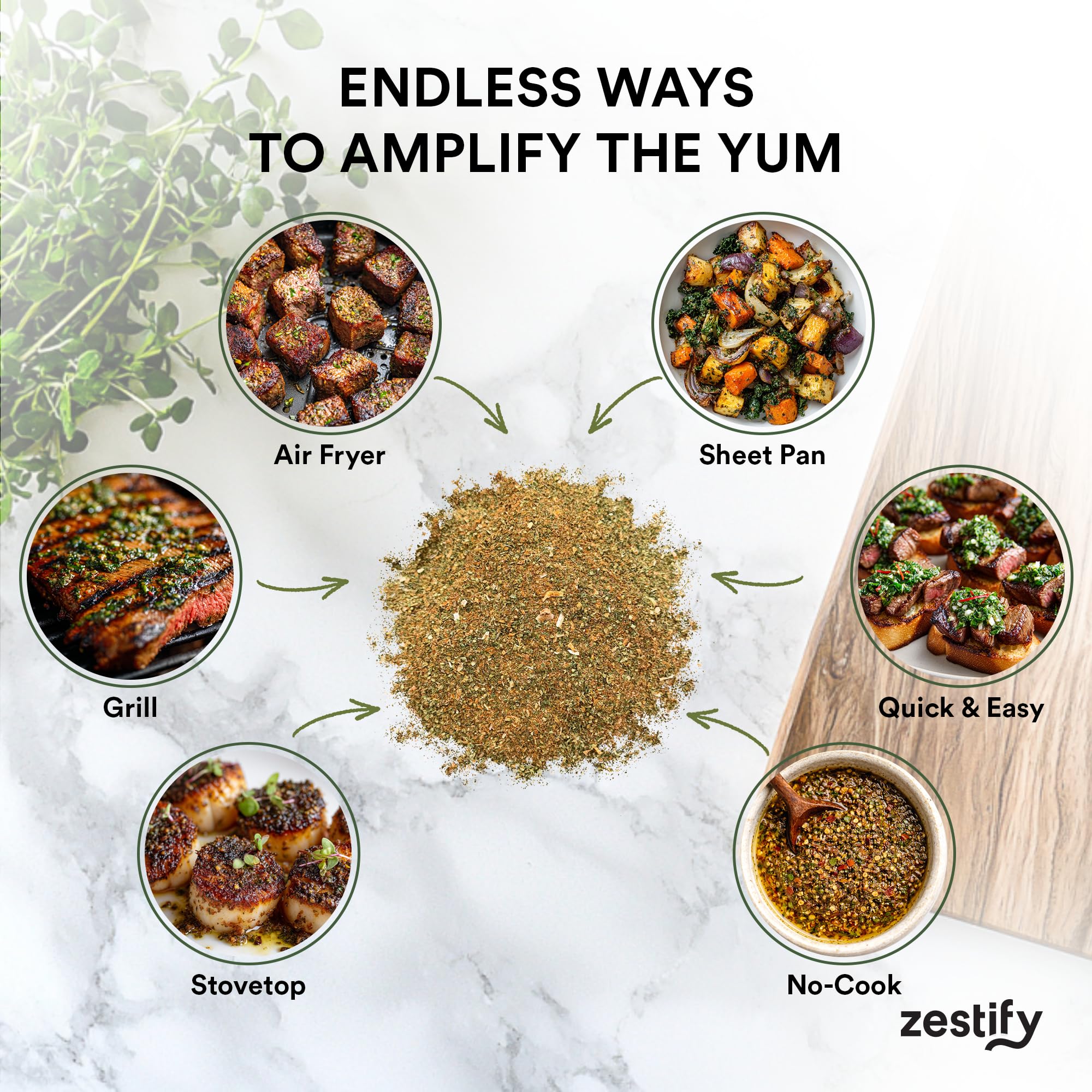 Zestify Chimi Brasa - Chimichurri Seasoning | Dry Rub, Marinade and Sauce Mix for Bread Dip & BBQ | Gourmet Argentine Herb Spice Blend (3 oz Shaker)