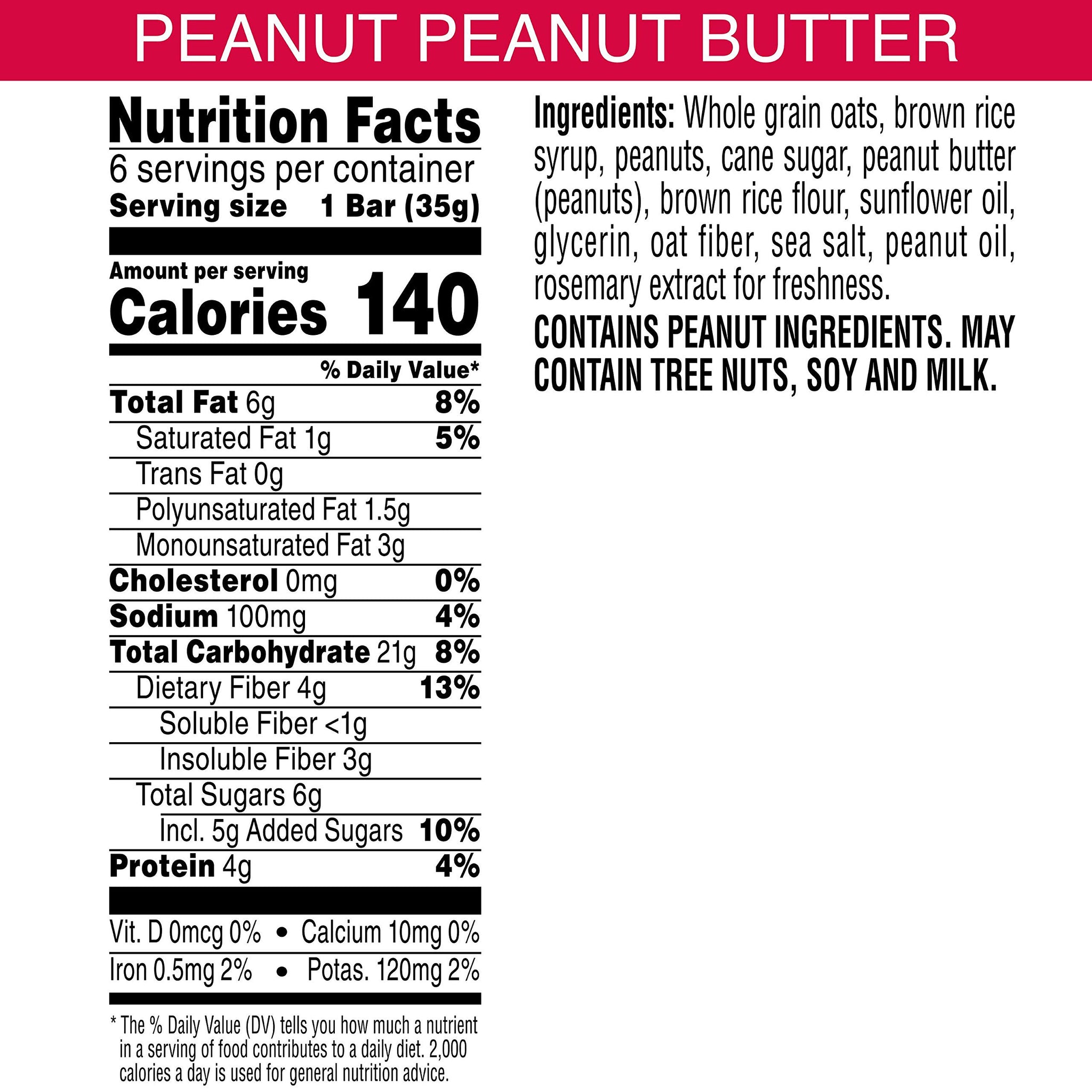 Kashi, Chewy Granola Bars, Peanut Peanut Butter, Vegan, 7.4oz Box (6 Count)