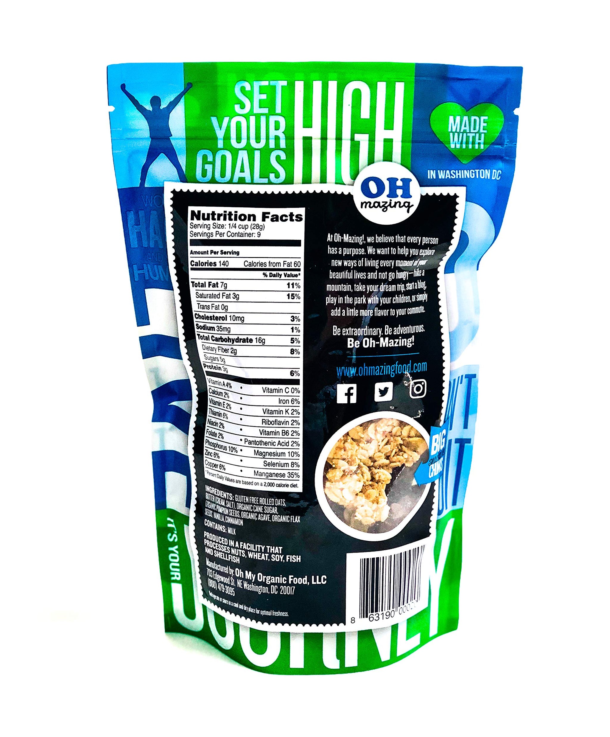 Oh-Mazing Granola Snack, Gluten-Free, Nut-free, No Soy, No Preservatives, Small Batch, 3 Count, 9 oz Bags (Original Recipe)