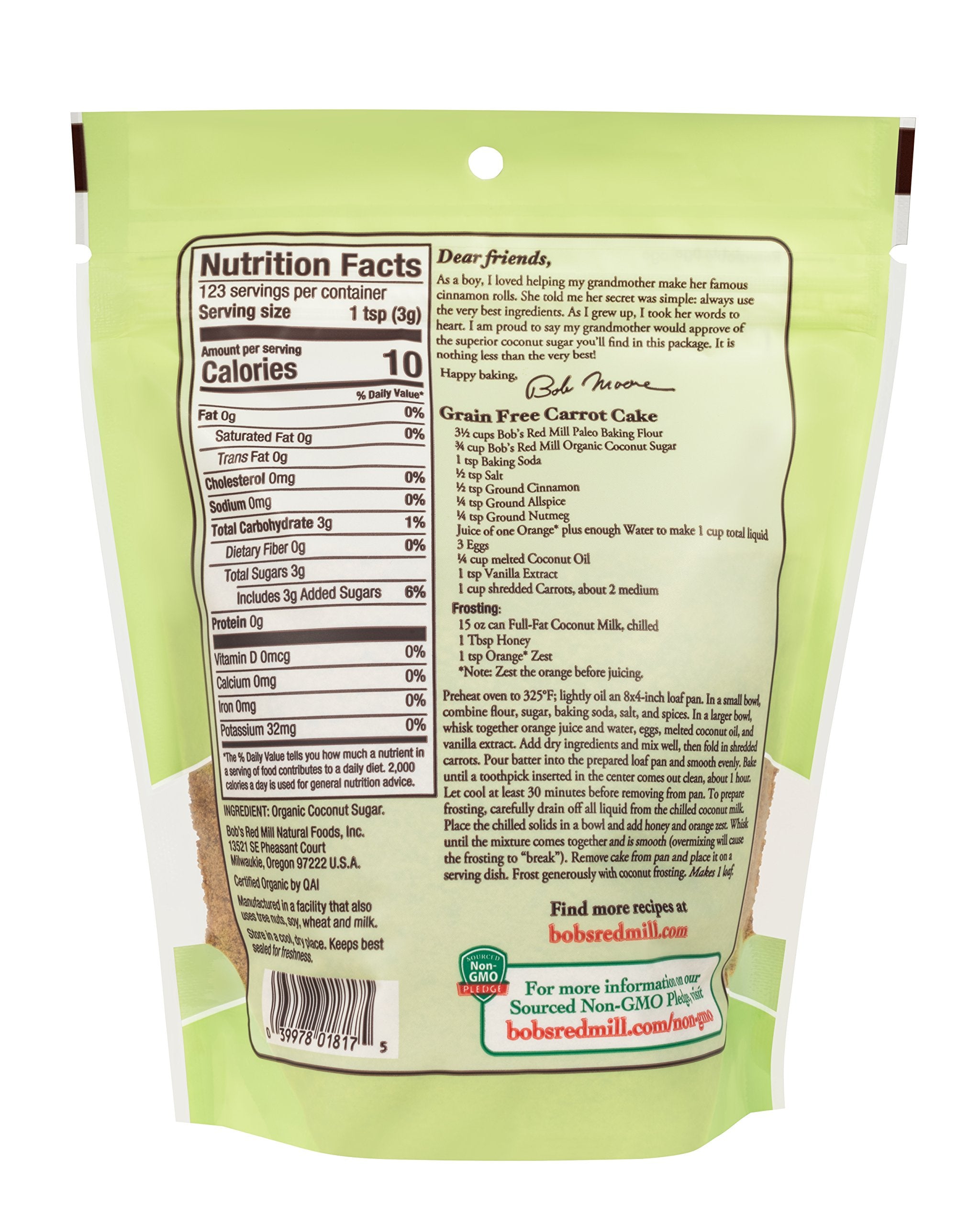 Bob's Red Mill Organic Coconut Sugar, 13oz (Pack of 1) - Non GMO, Vegan, Paleo Friendly, Kosher