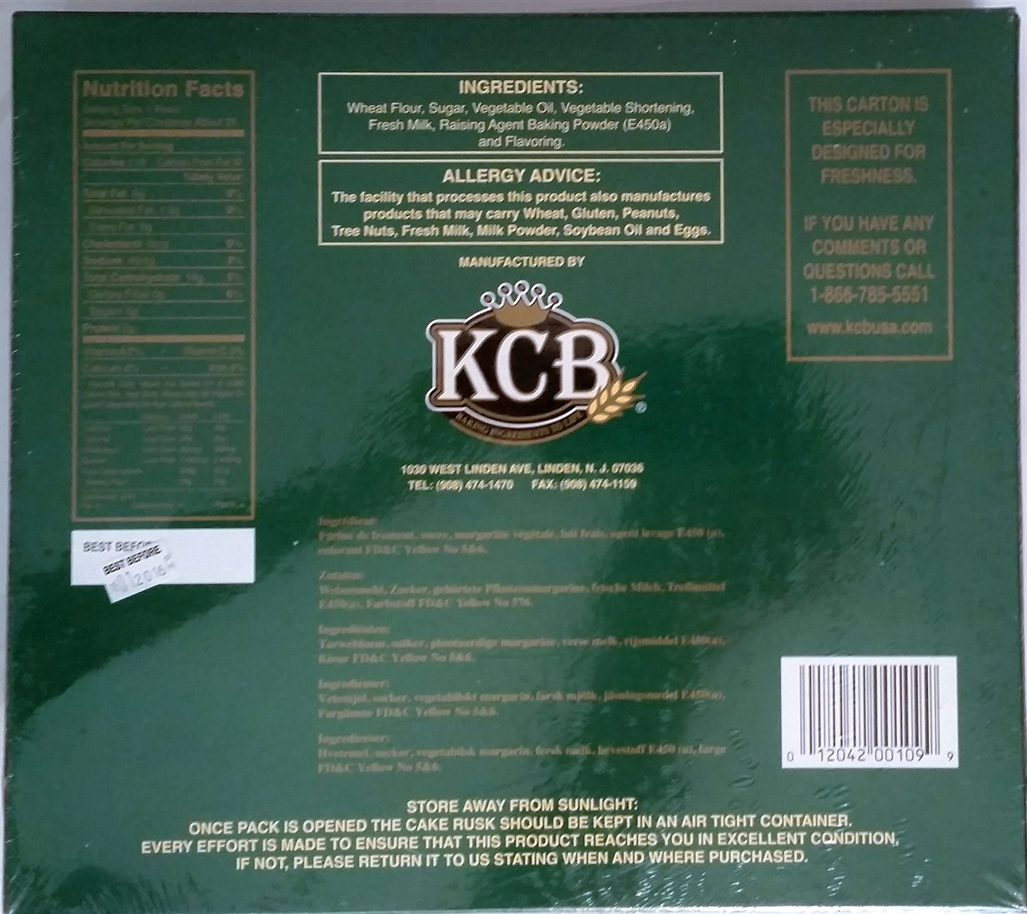 KCB Cake Rusk Suitable for Vegetarians 25 oz