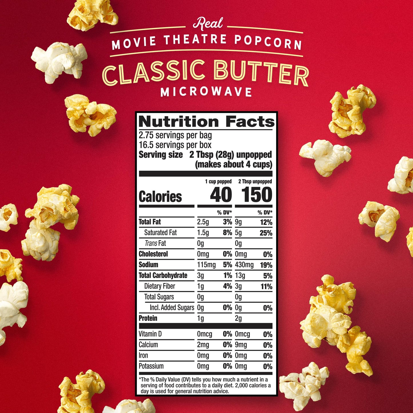 AMC Theatres Microwave Popcorn, Classic Butter, 2.75 oz (6 Boxes, 36 Count), 1.00 Ounce (Pack of 6)