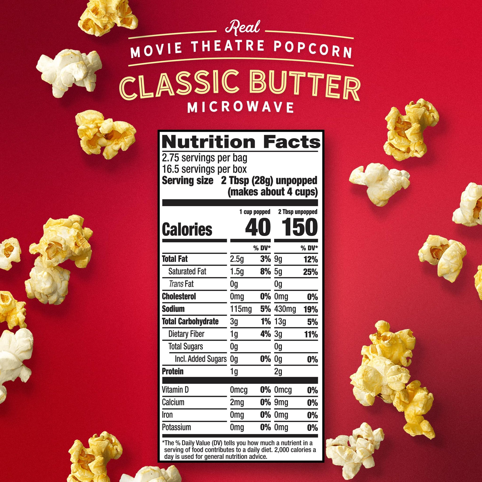 AMC Theatres Microwave Popcorn, Classic Butter, 2.75 oz (6 Boxes, 36 Count), 1.00 Ounce (Pack of 6)
