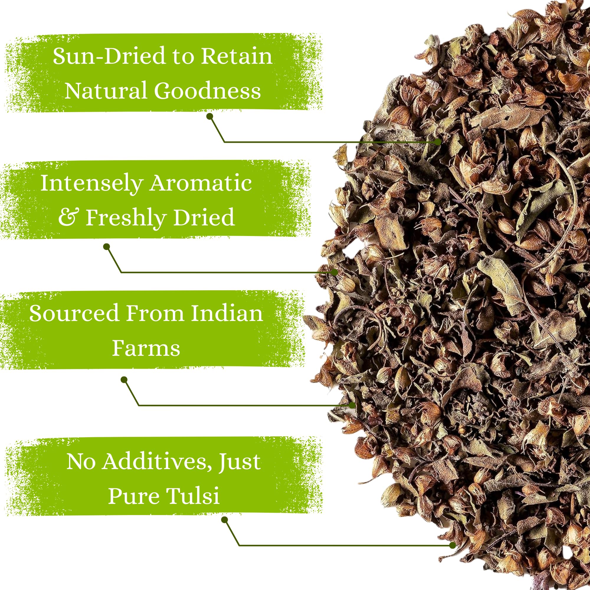 Basic Ayurveda Holy Basil (Tulsi) Leaves | 1.06 Oz (30g) | Pure Dried Tulsi Leaves | Natural Ayurvedic Herb for Herbal Tea, Detox & Daily Wellness |